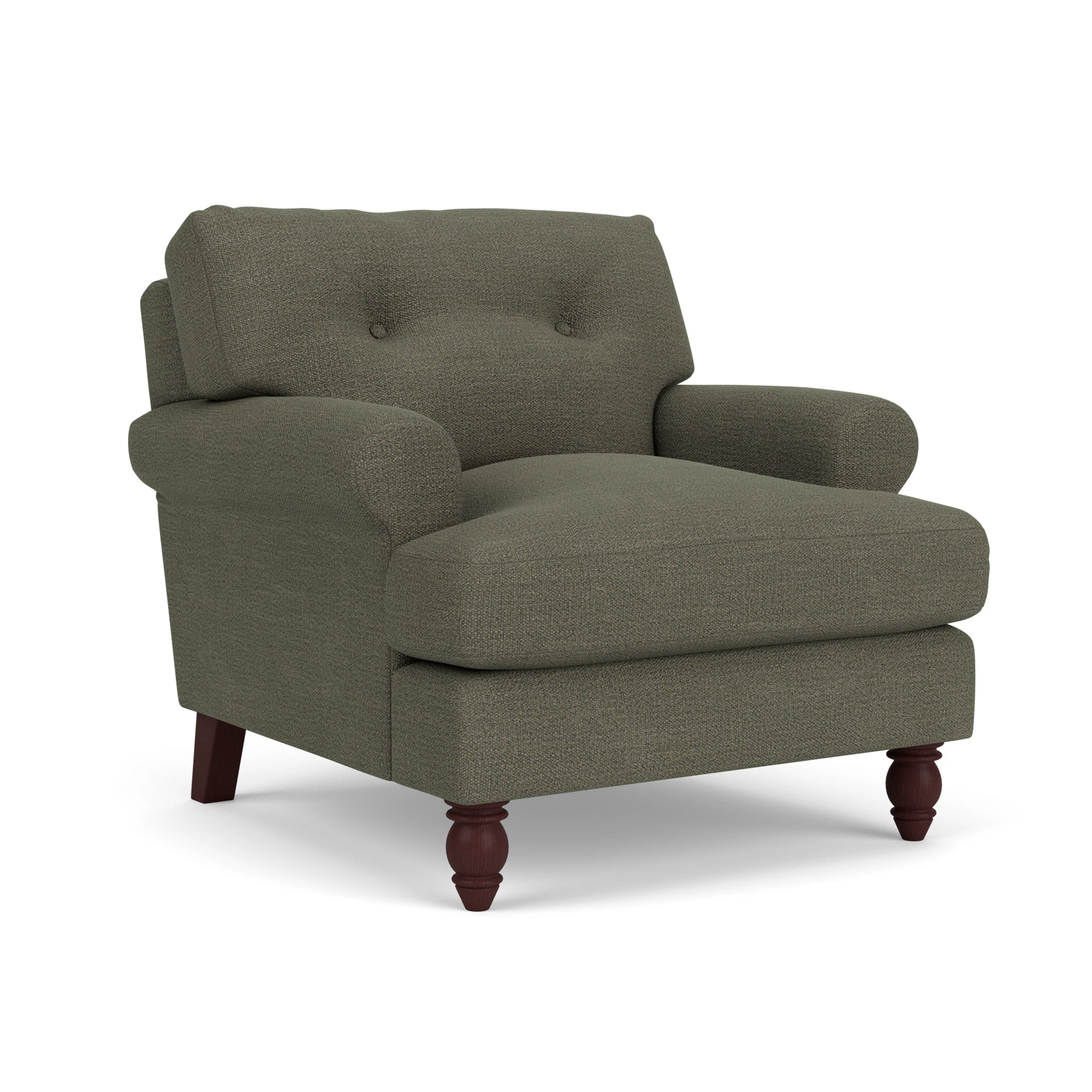Talbot Armchair in Rustic Weave - Deep Forest with Light legs