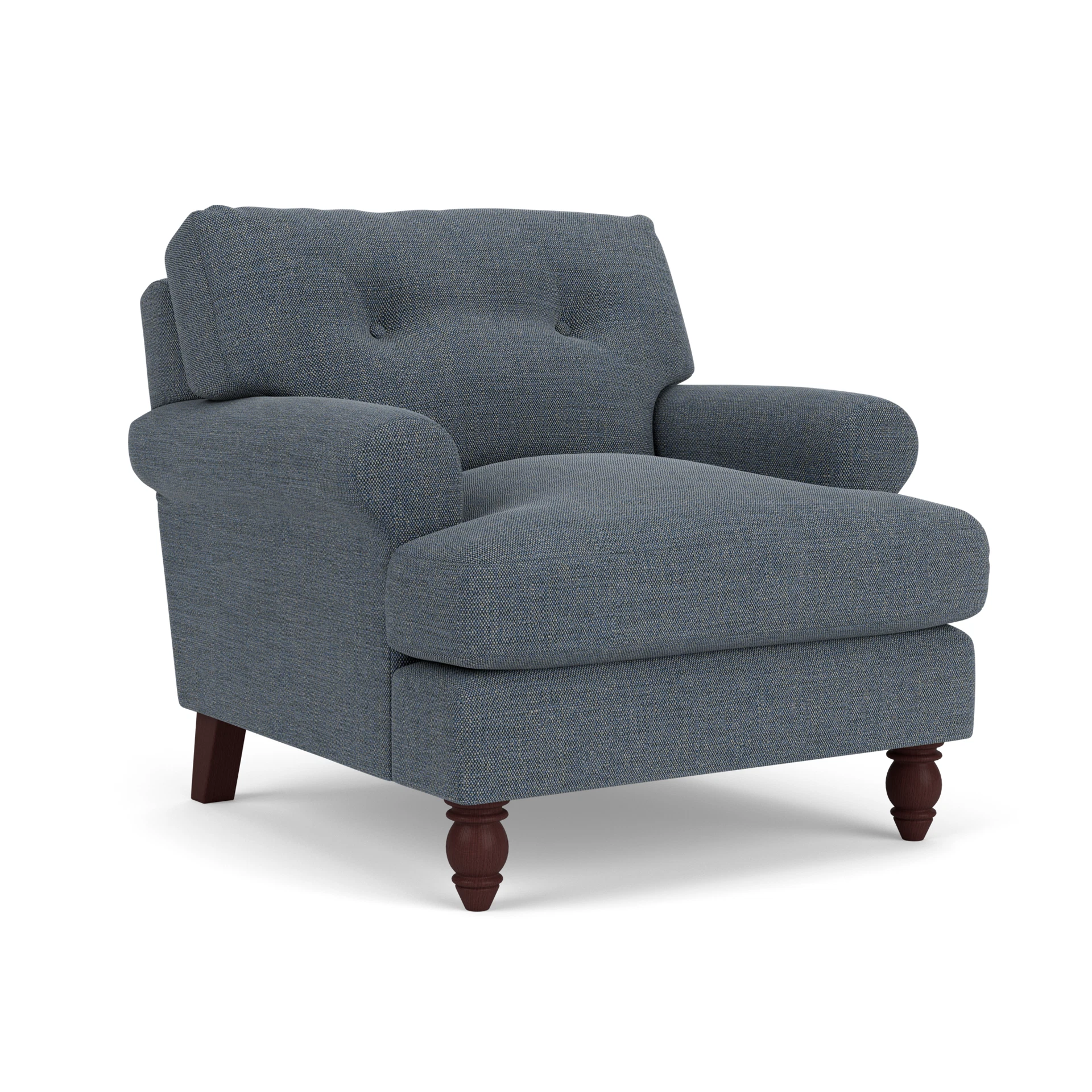 Talbot Armchair in Rustic Weave - Indigo with Light legs