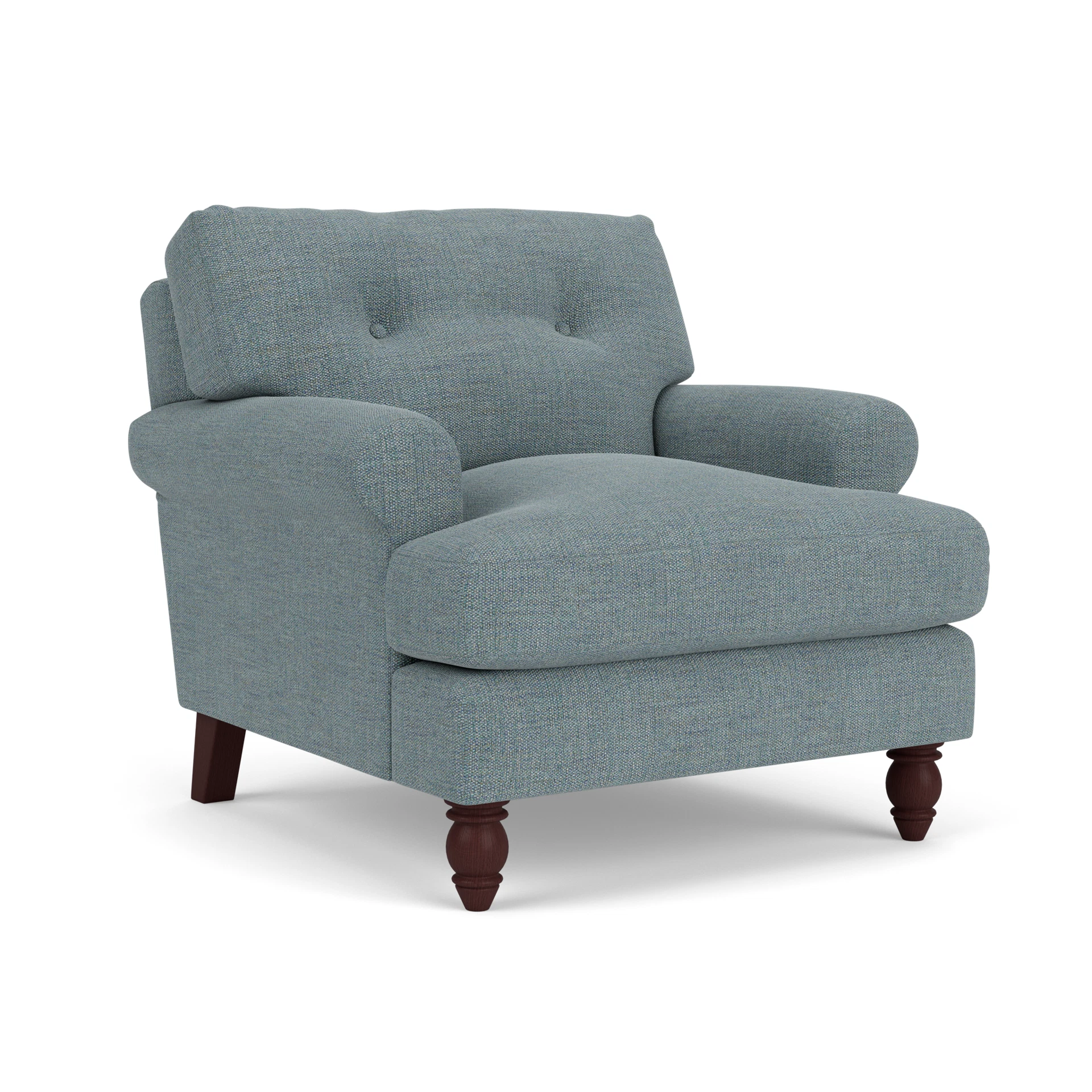 Talbot Armchair in Rustic Weave - Teal Marl with Light legs