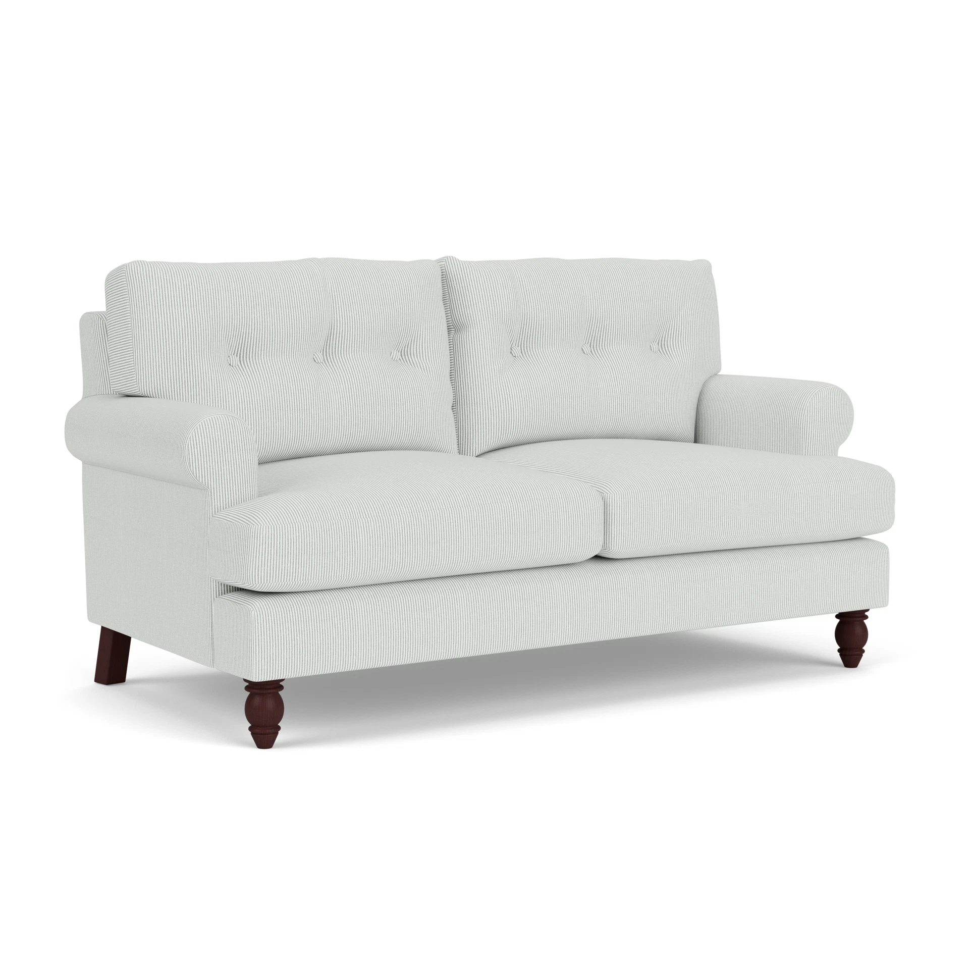 Talbot Large 2 Seater Sofa in Broadway Stripe - Duck Egg with Light legs
