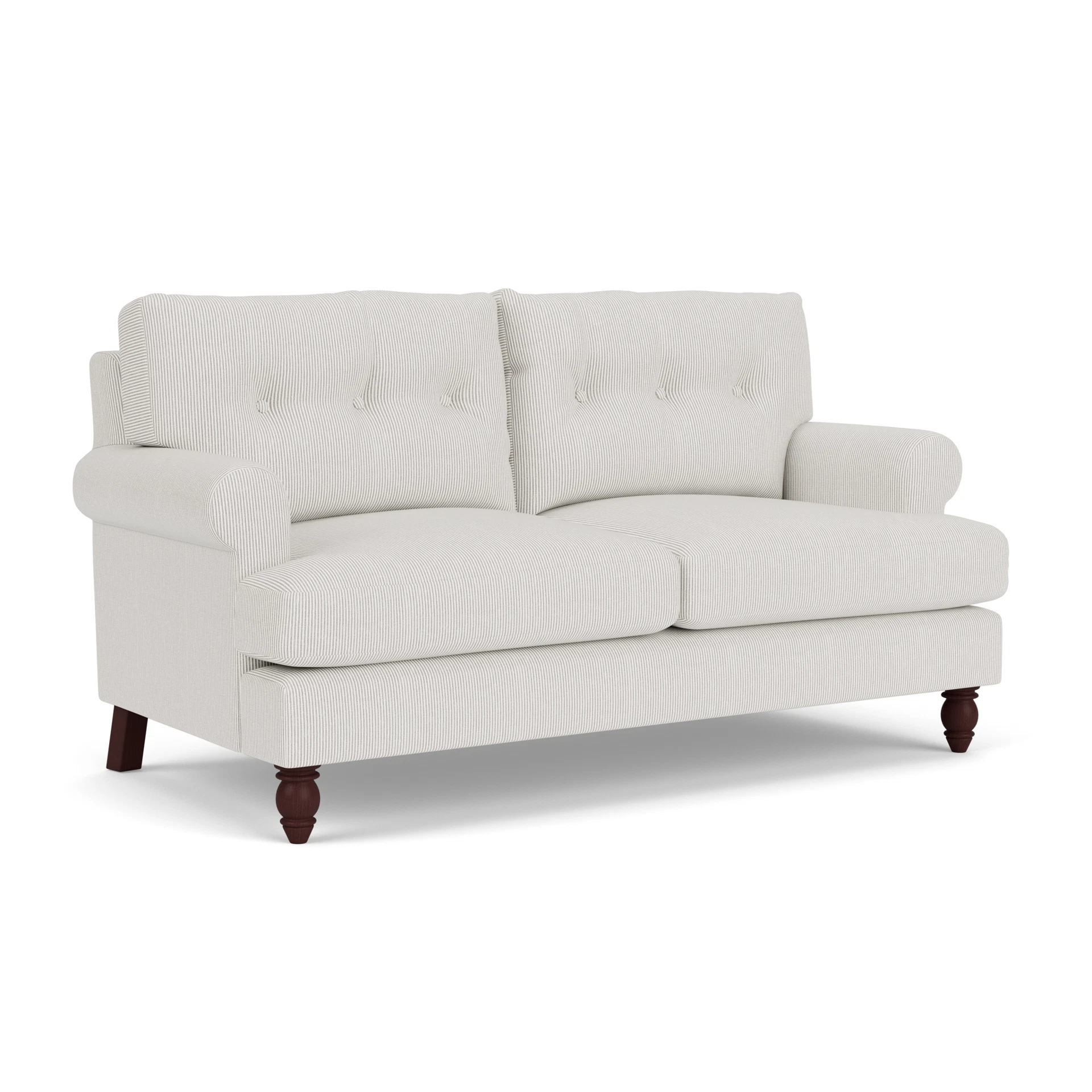 Talbot Large 2 Seater Sofa in Broadway Stripe - Grey with Light legs