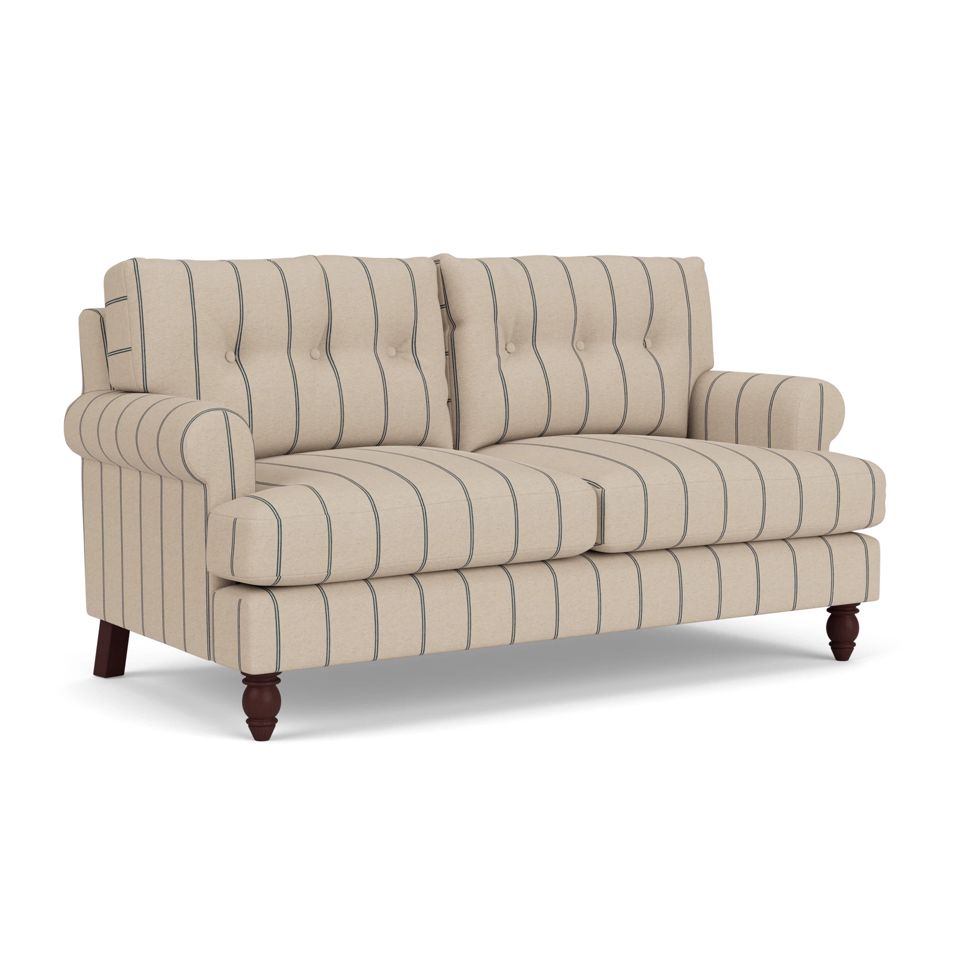 Talbot Large 2 Seater Sofa in Compton Stripe - Charcoal with Light legs