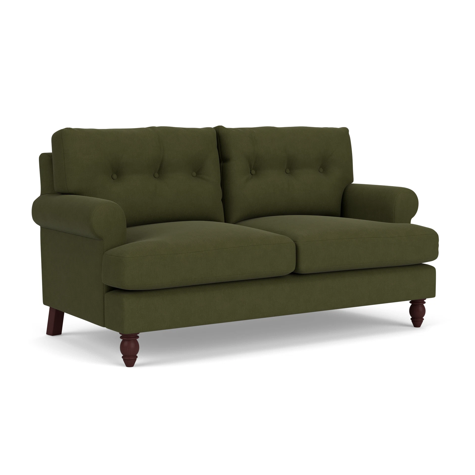 Talbot Large 2 Seater Sofa in House Linen Mix - Forest Green with Light legs