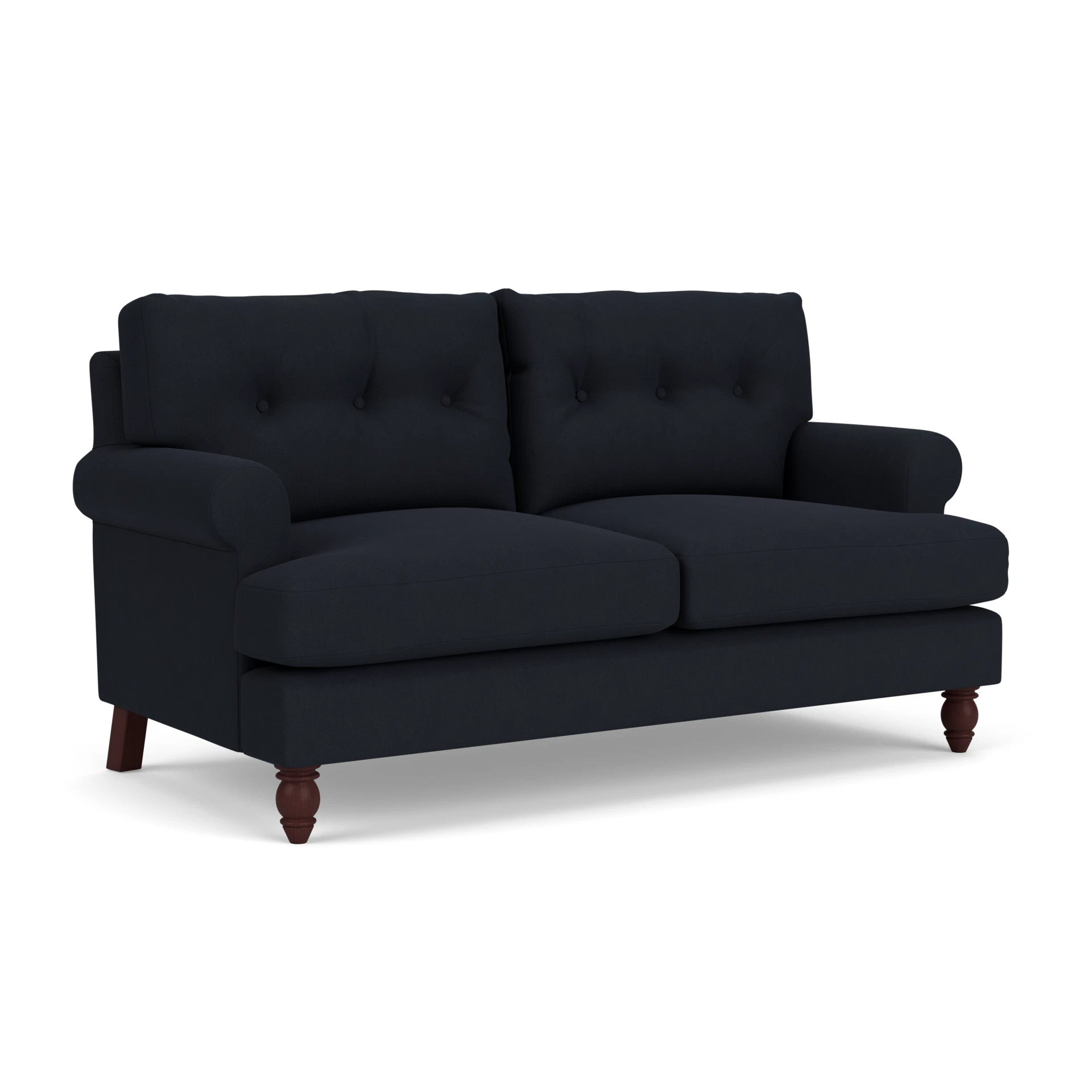 Talbot Large 2 Seater Sofa in House Linen Mix - Ink with Light legs