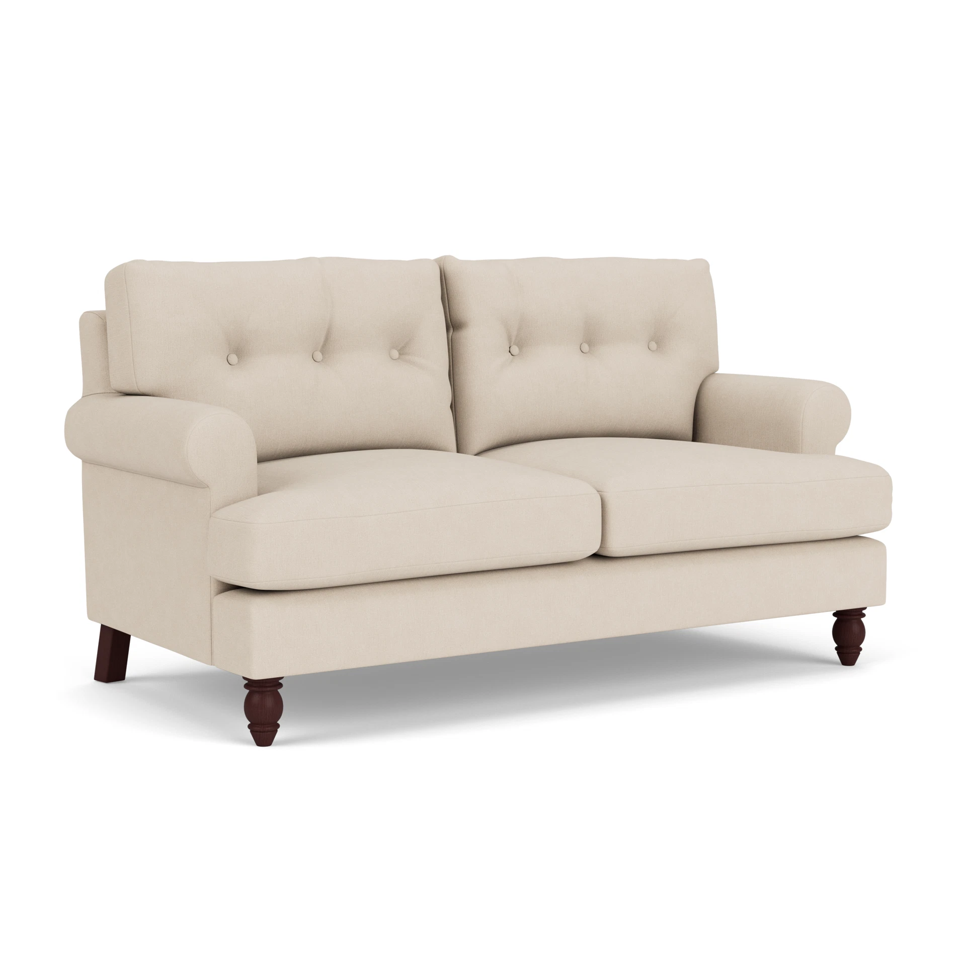 Talbot Large 2 Seater Sofa in House Linen Mix - Lily White with Light legs