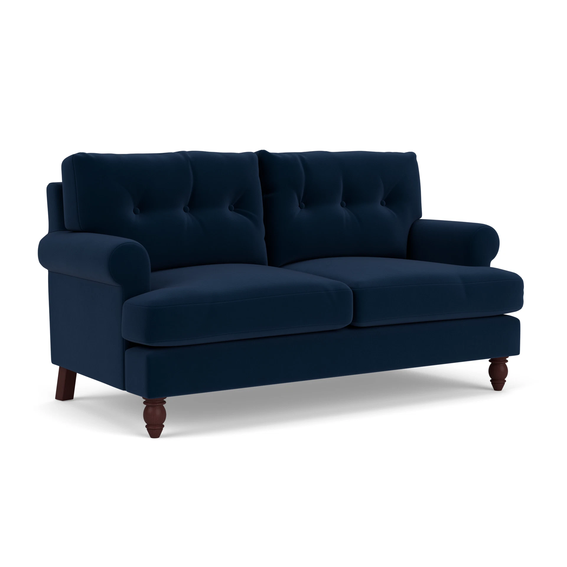 Talbot Large 2 Seater Sofa in Matt Velvet - Deep Blue with Light legs