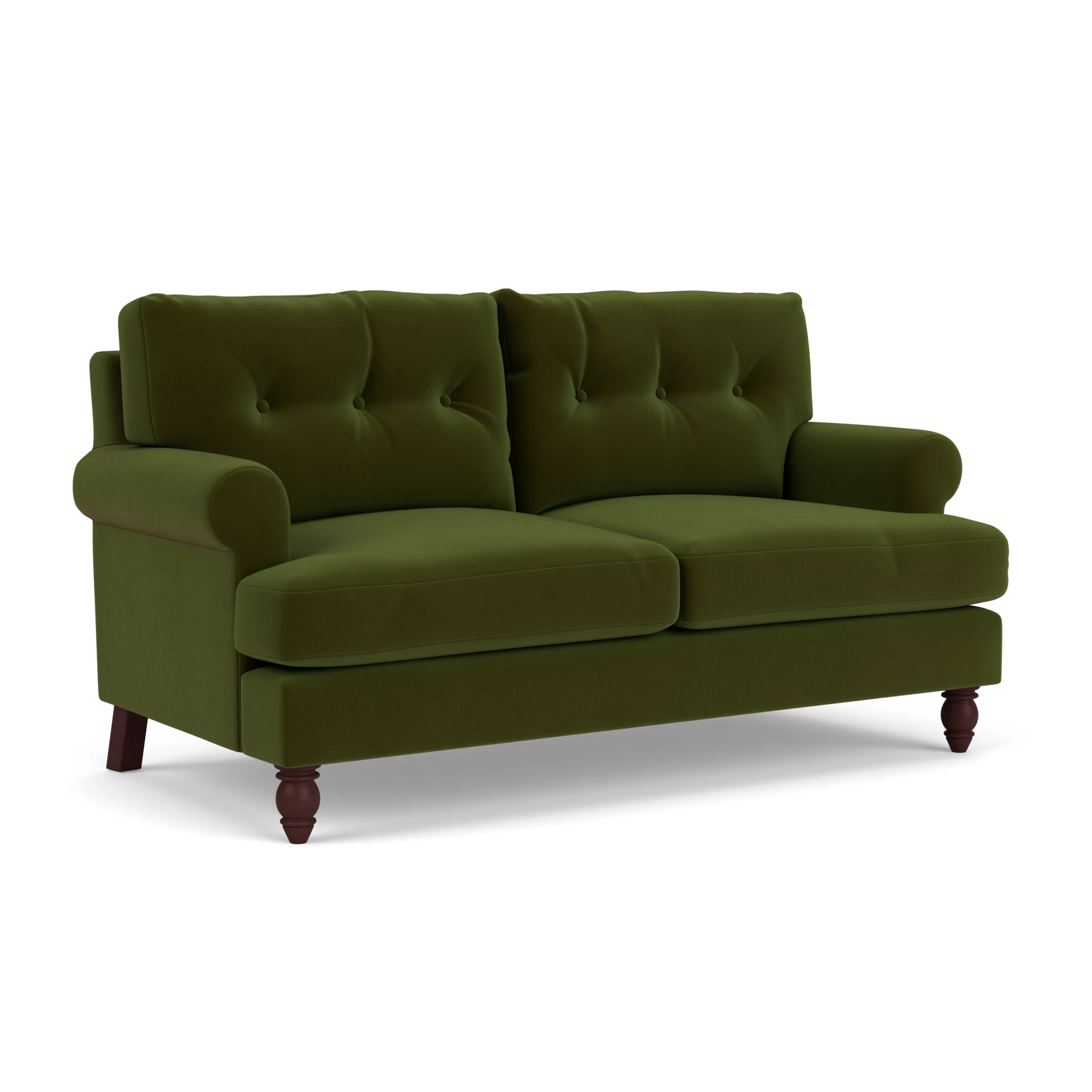 Talbot Large 2 Seater Sofa in Matt Velvet - Forest Green with Light legs