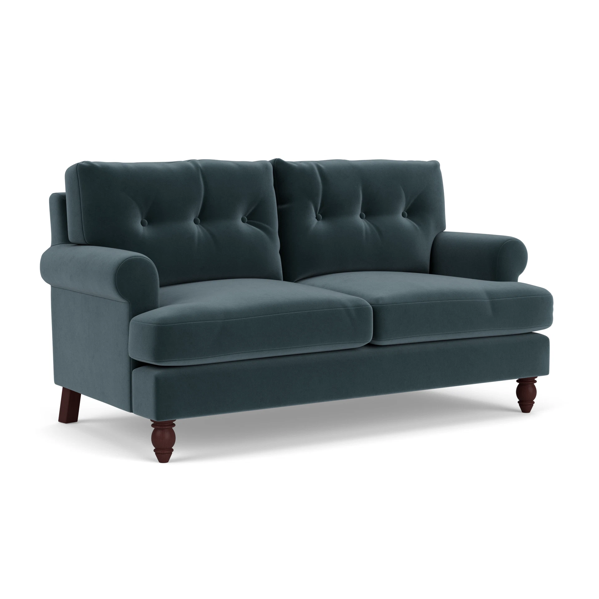 Talbot Large 2 Seater Sofa in Matt Velvet - Night Sky with Light legs