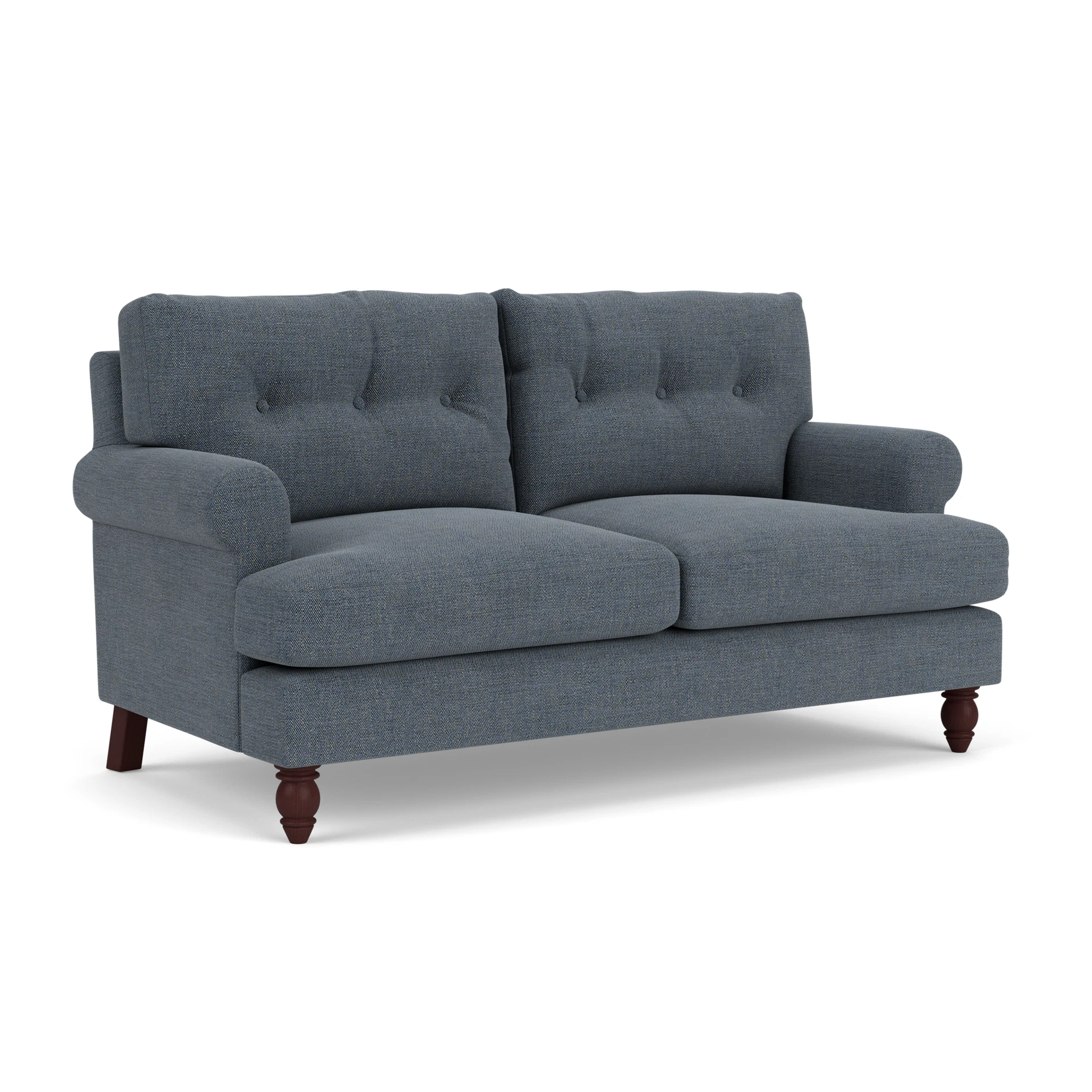 Talbot Large 2 Seater Sofa in Rustic Weave - Indigo with Light legs