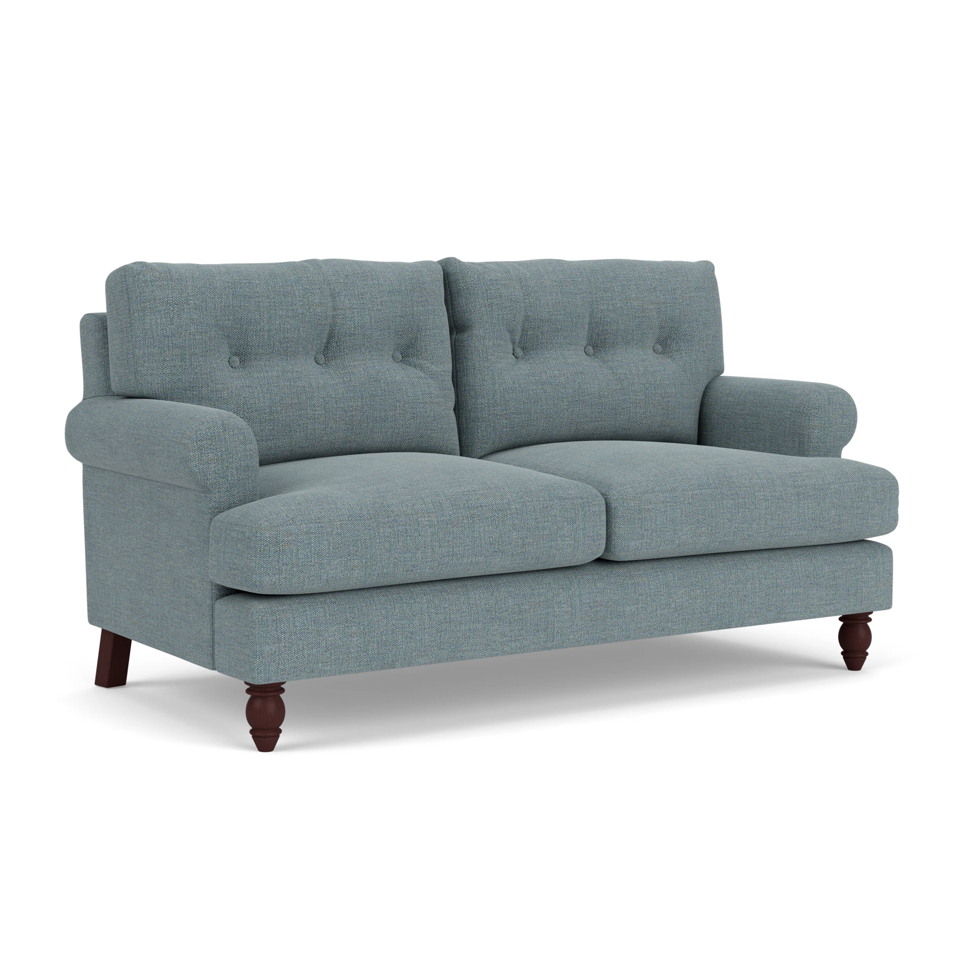 Talbot Large 2 Seater Sofa in Rustic Weave - Teal Marl with Light legs