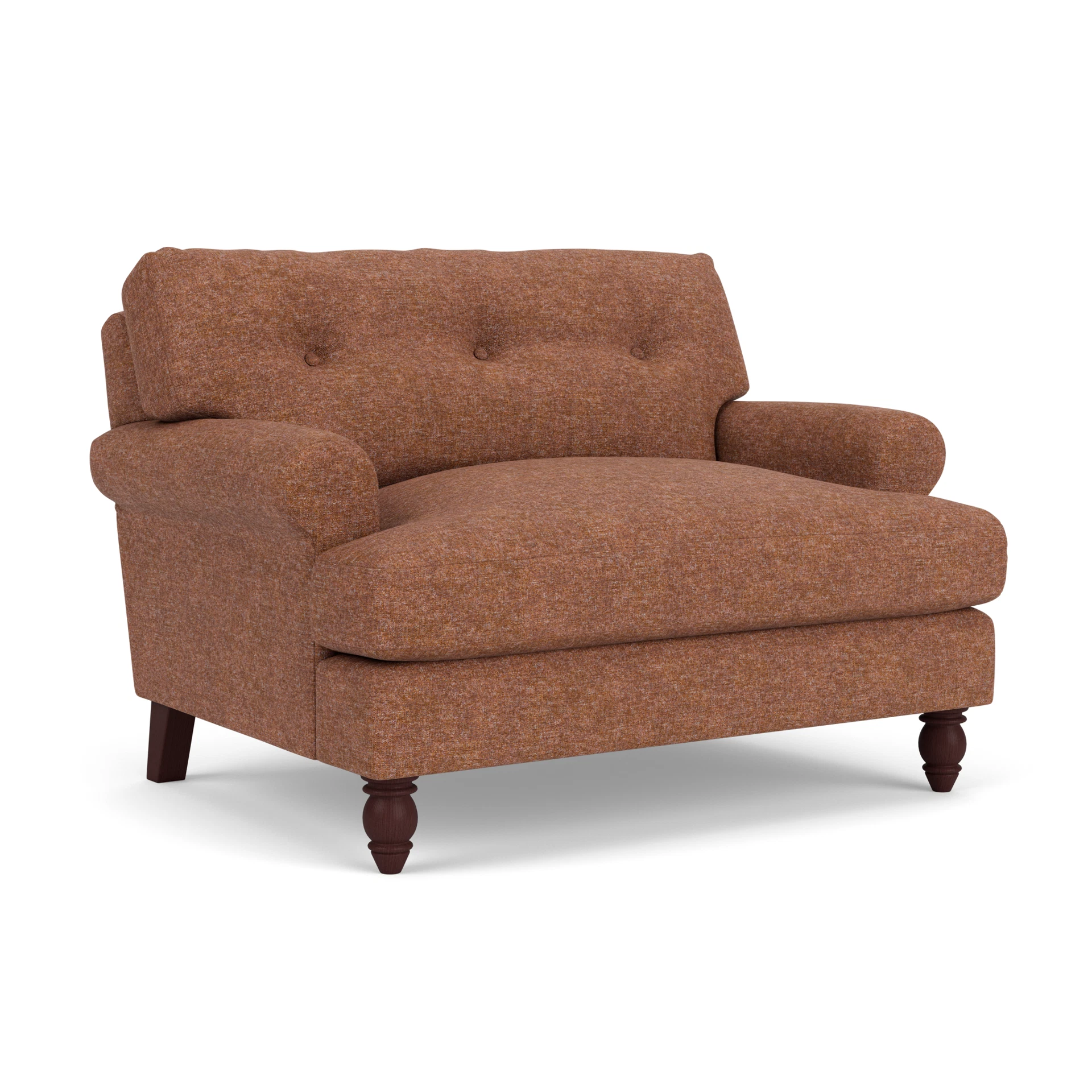 Talbot Love Seat in Aquaclean Oxford - Brick Marl with Light legs