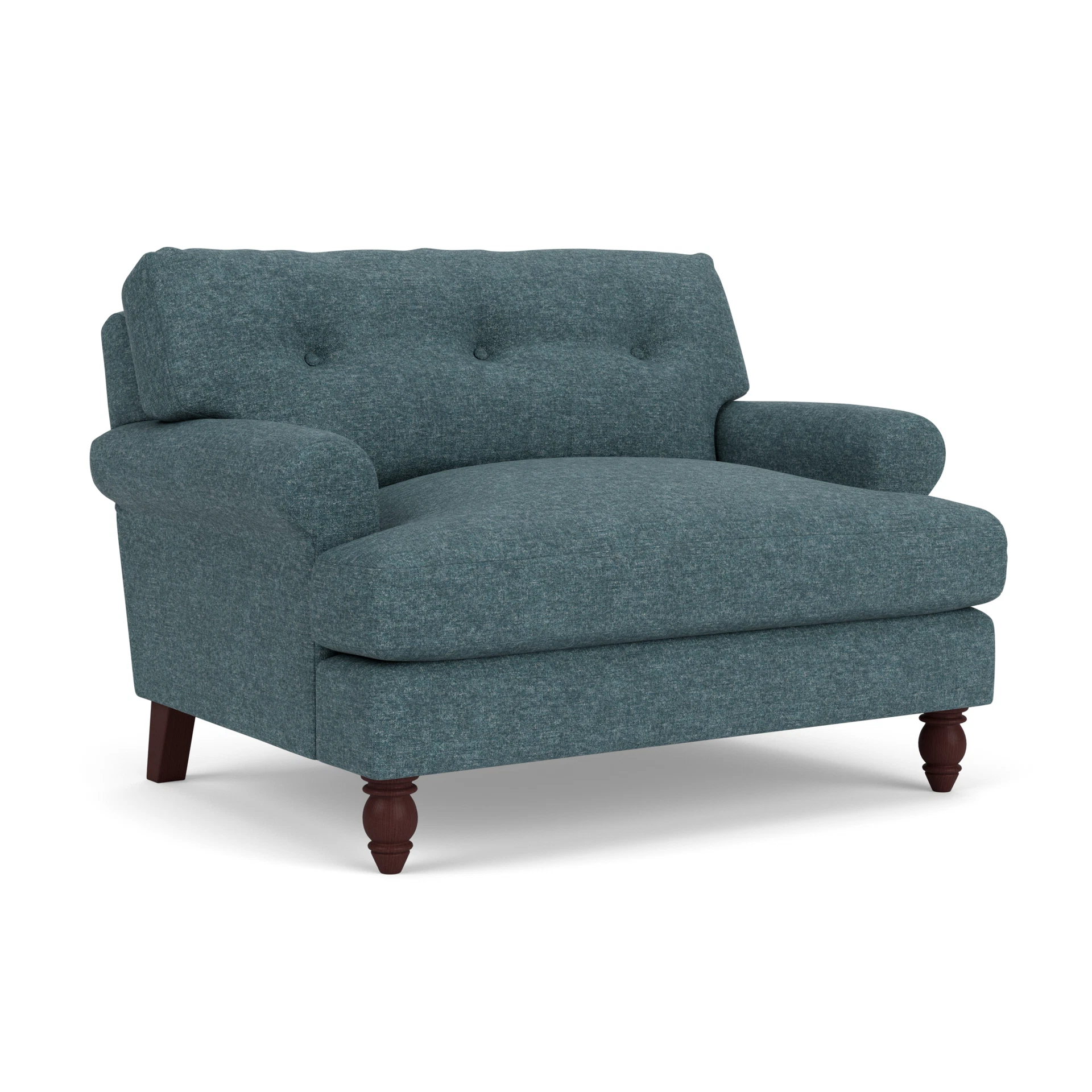 Talbot Love Seat in Aquaclean Oxford - Lake Marl with Light legs