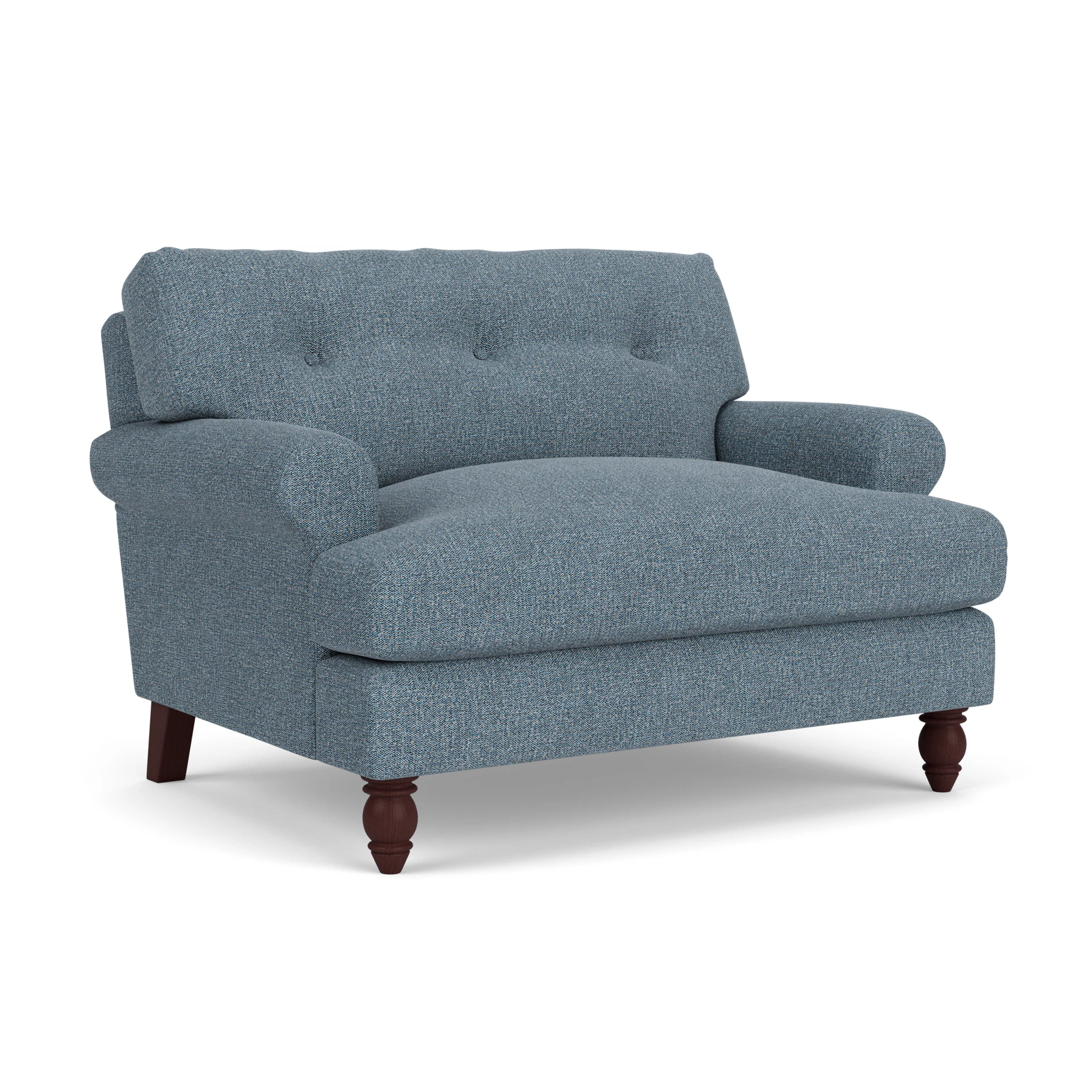 Talbot Love Seat in Aquaclean Oxford - Mid Blue with Light legs