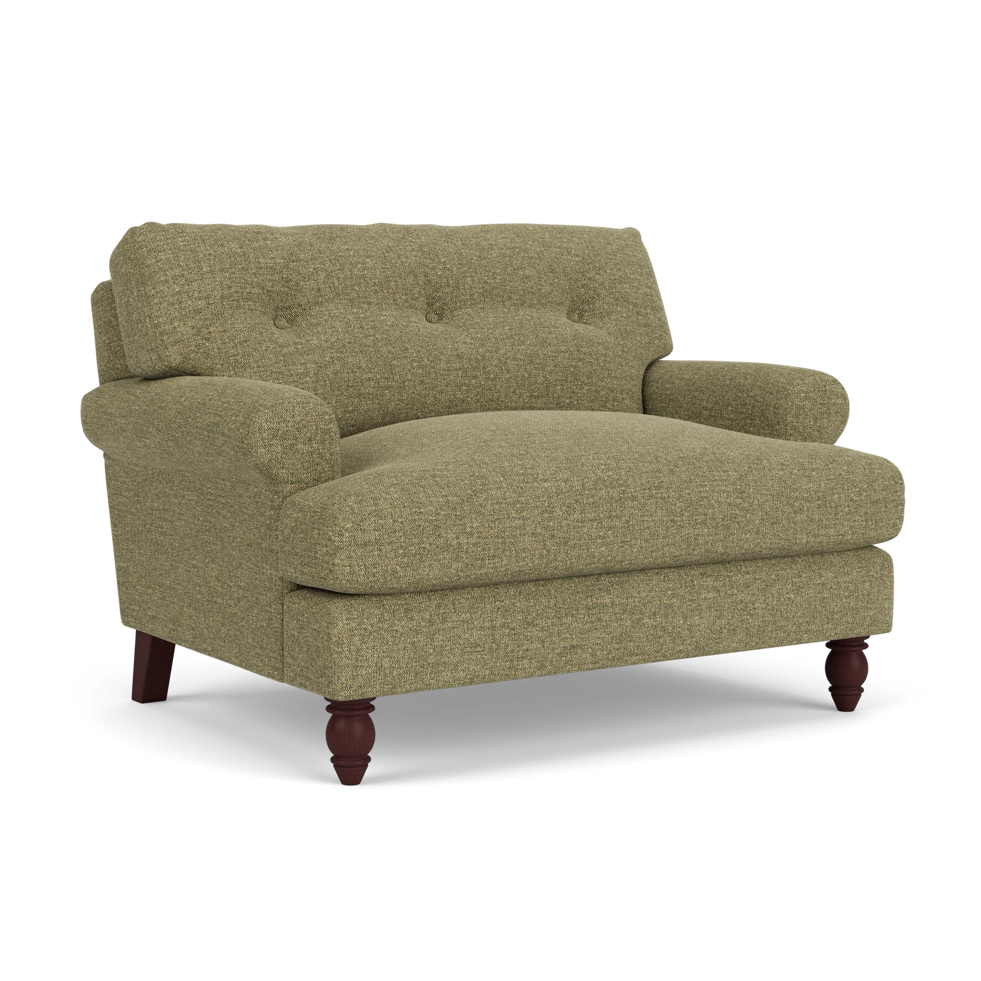 Talbot Love Seat in Aquaclean Oxford - Sage with Light legs