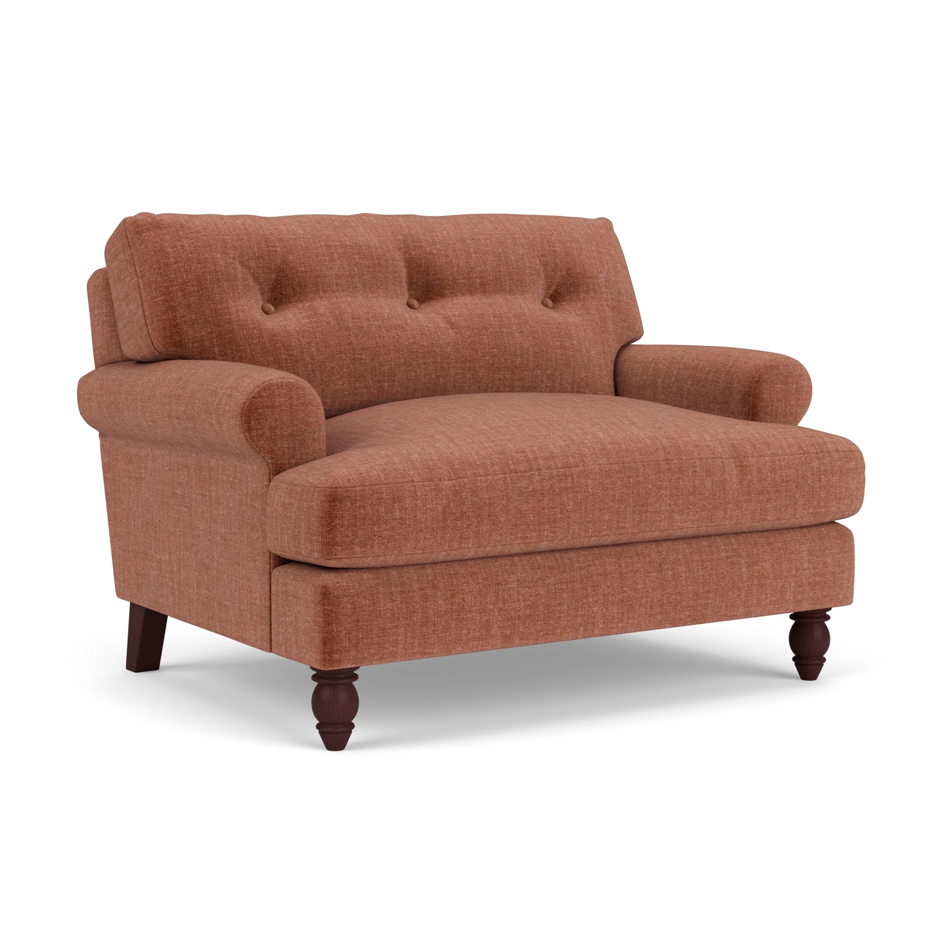 Talbot Love Seat in Eco Chenille - Cinnamon with Light legs