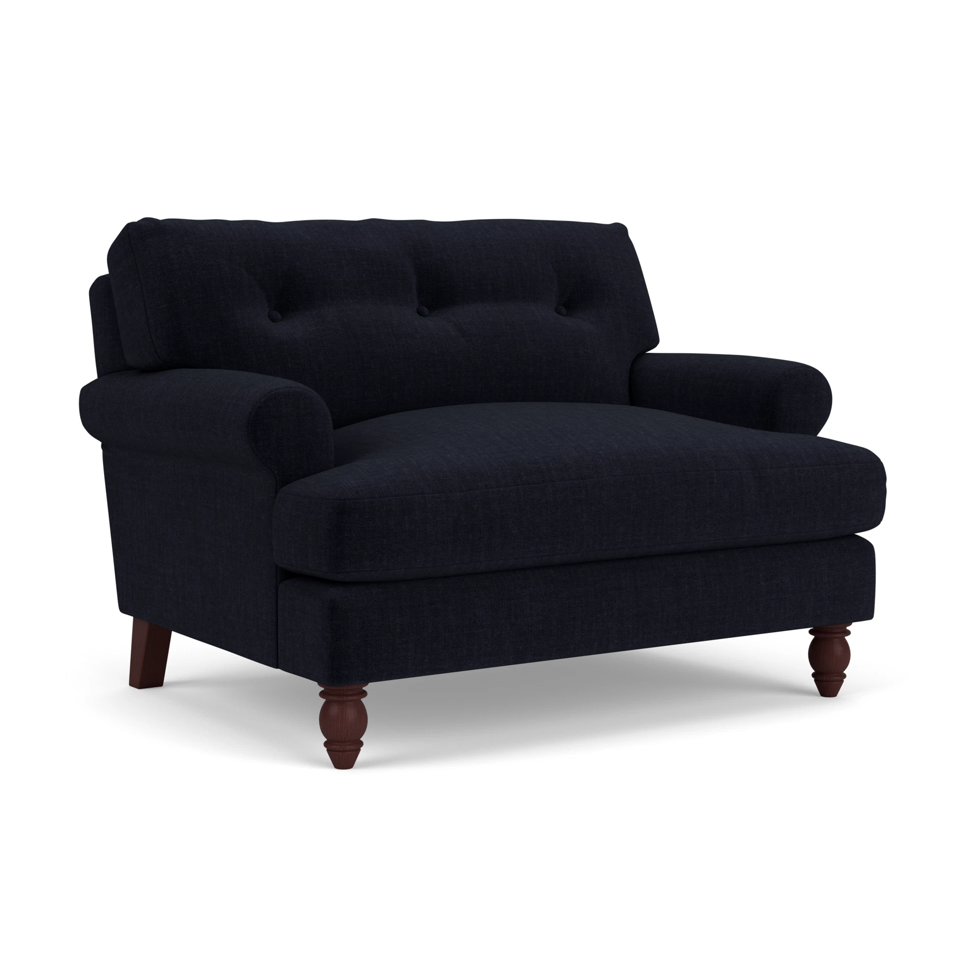 Talbot Love Seat in Eco Chenille - Ink with Light legs