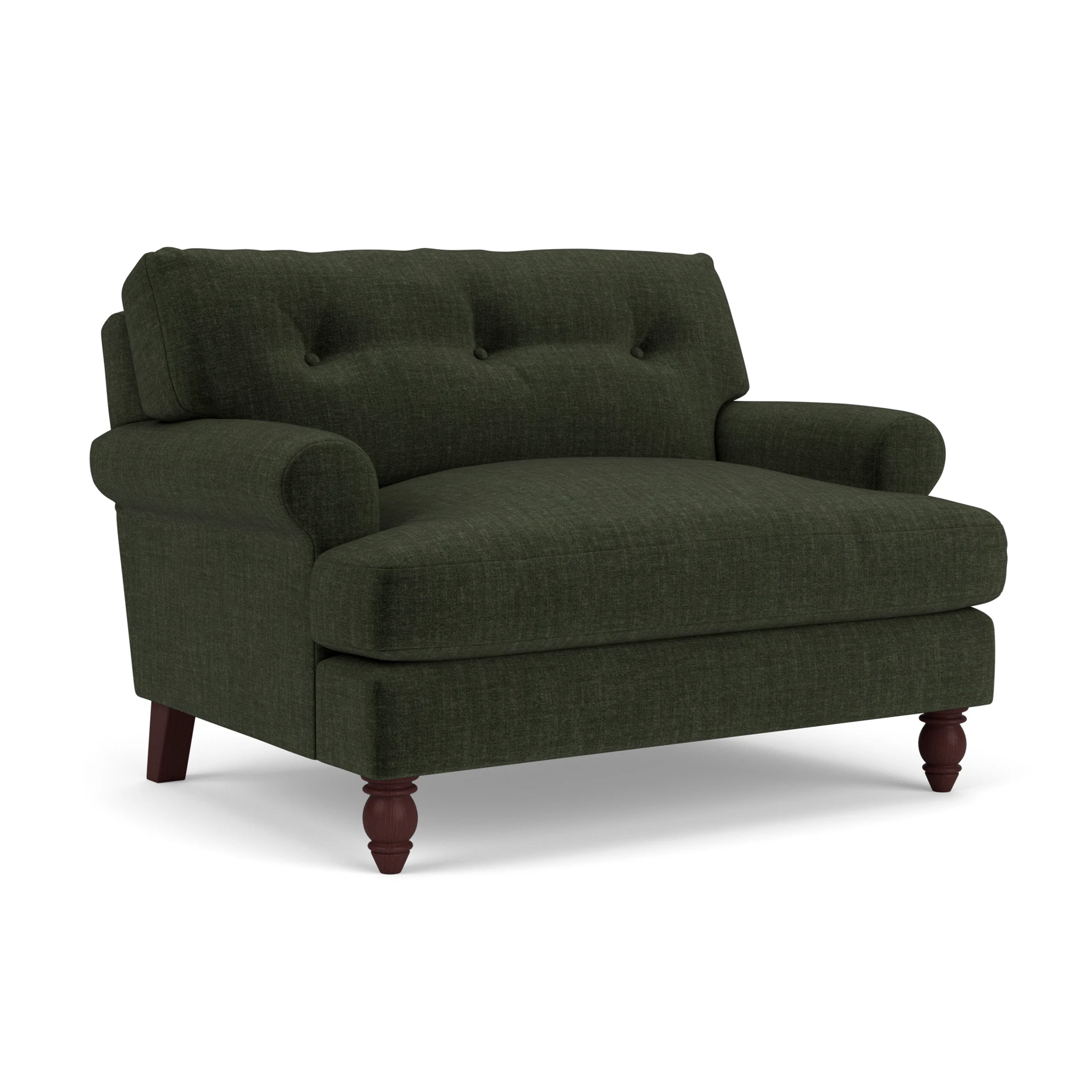 Talbot Love Seat in Eco Chenille - Moss with Light legs