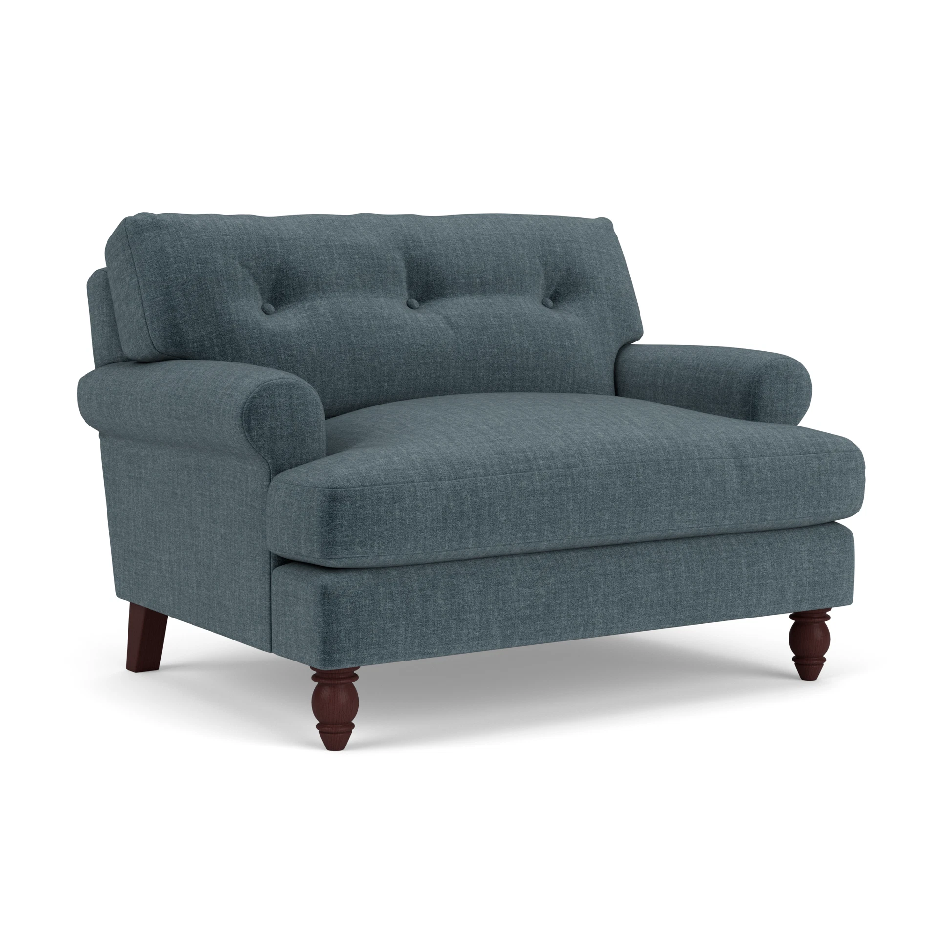 Talbot Love Seat in Eco Chenille - Teal with Light legs