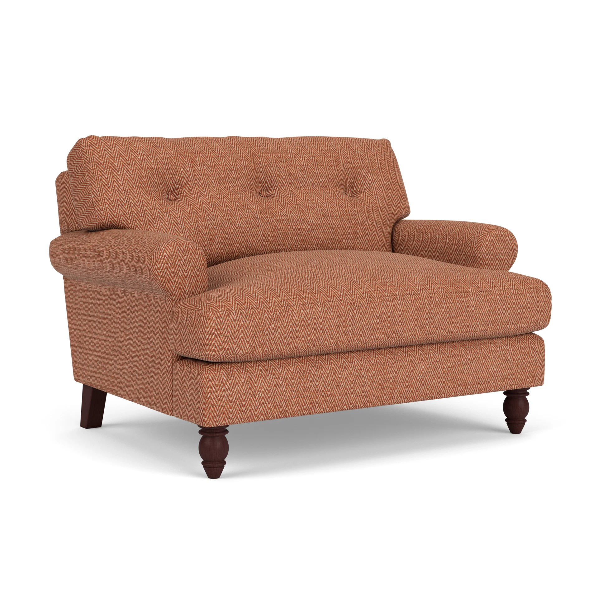 Talbot Love Seat in Herringbone Weave - Brick with Light legs