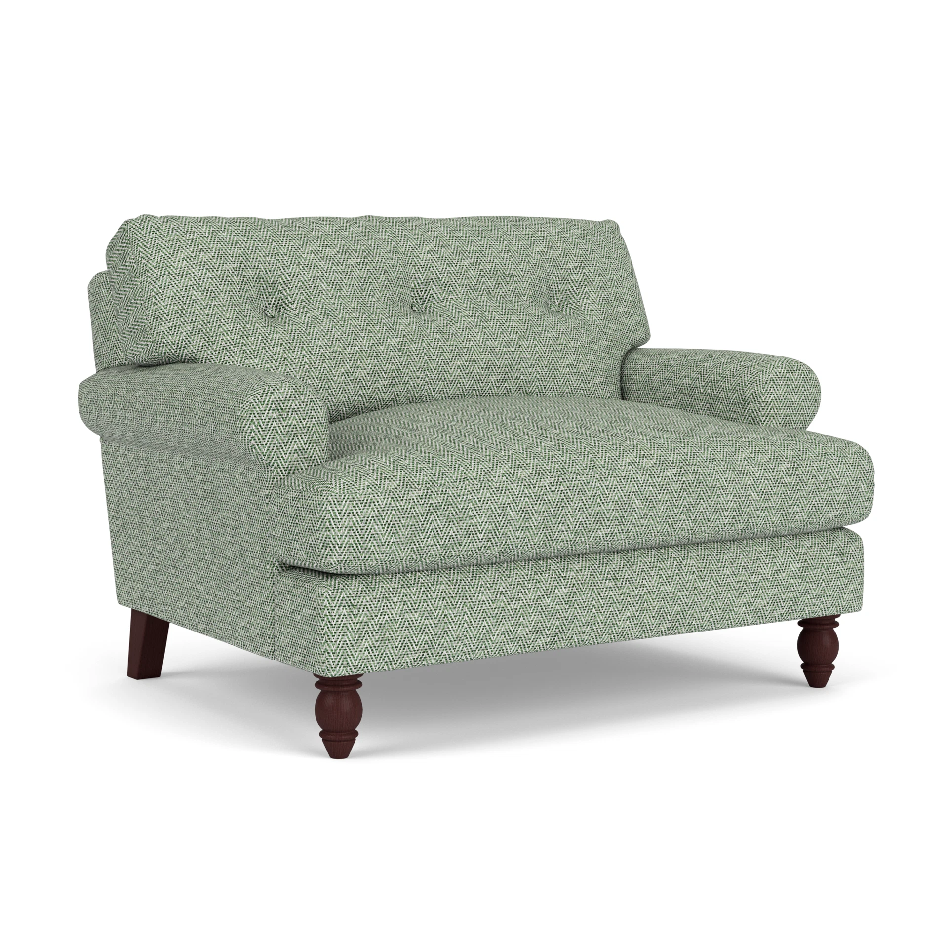 Talbot Love Seat in Herringbone Weave - Lake with Light legs