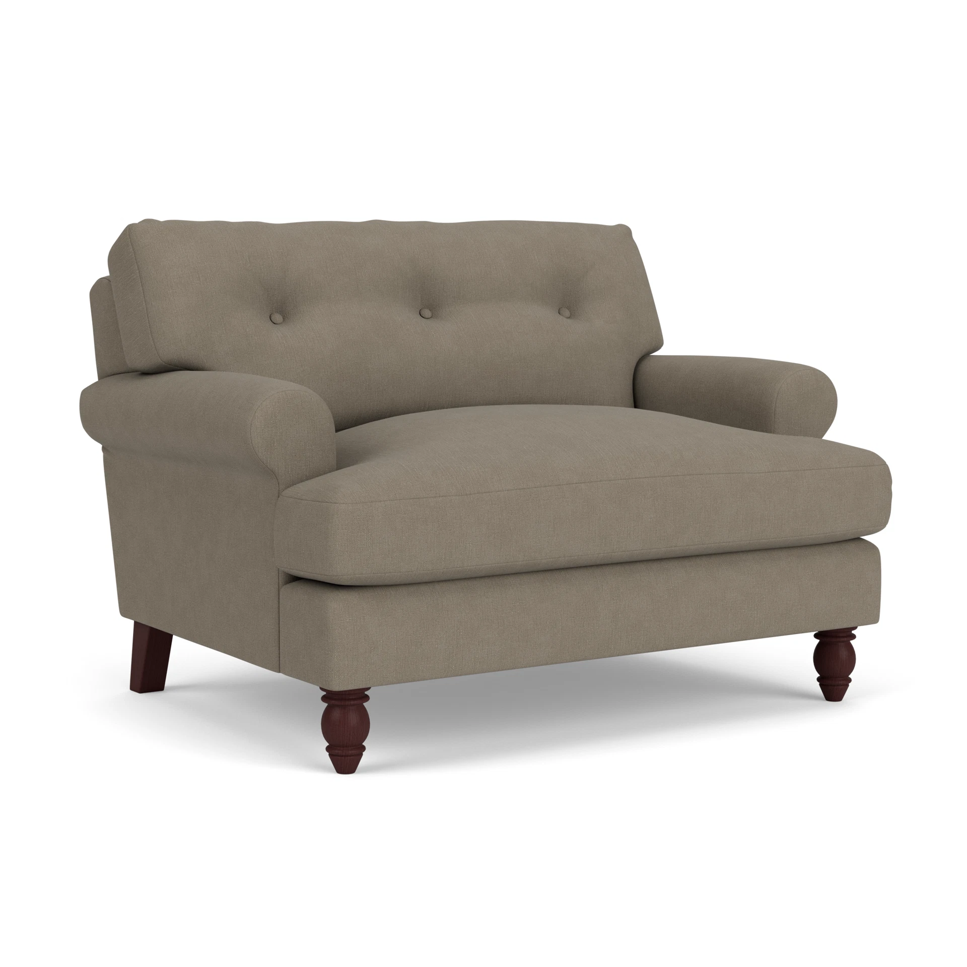 Talbot Love Seat in House Linen Mix - Mid Grey with Light legs