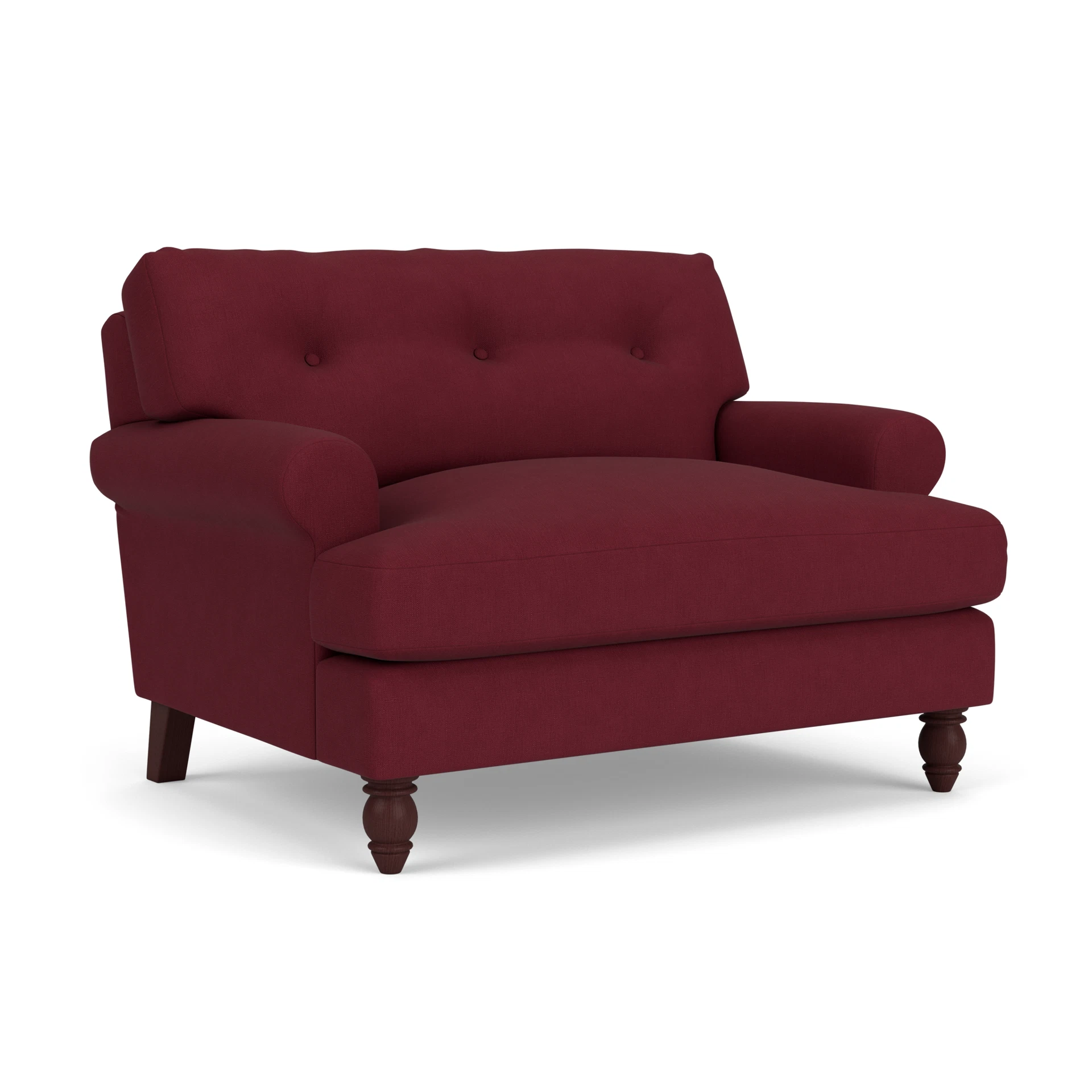 Talbot Love Seat in House Linen Mix - Rosehip with Light legs