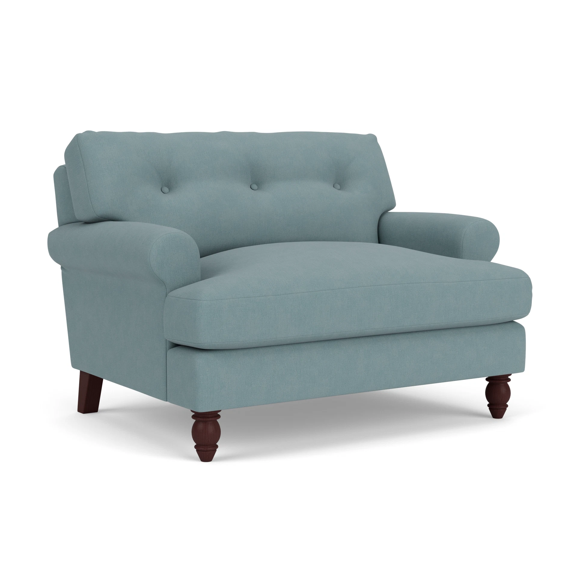 Talbot Love Seat in House Linen Mix - Sky Blue with Light legs