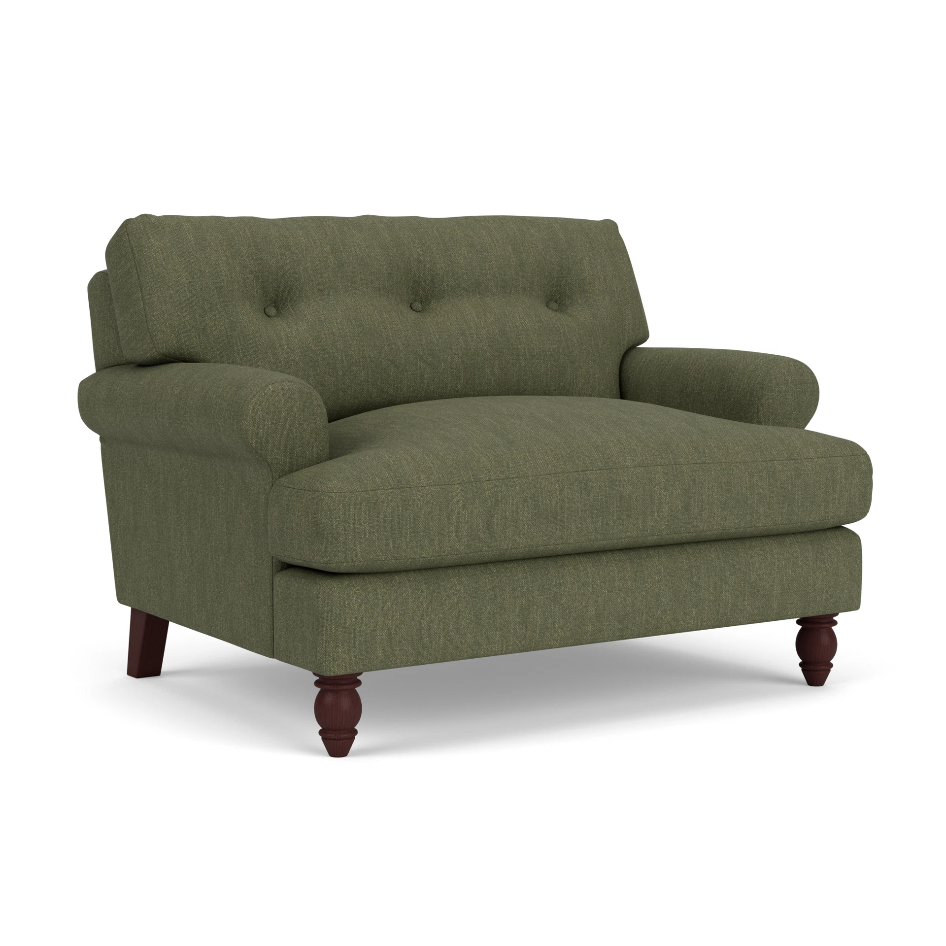 Talbot Love Seat in Luxury Italian Linen - Fern with Light legs