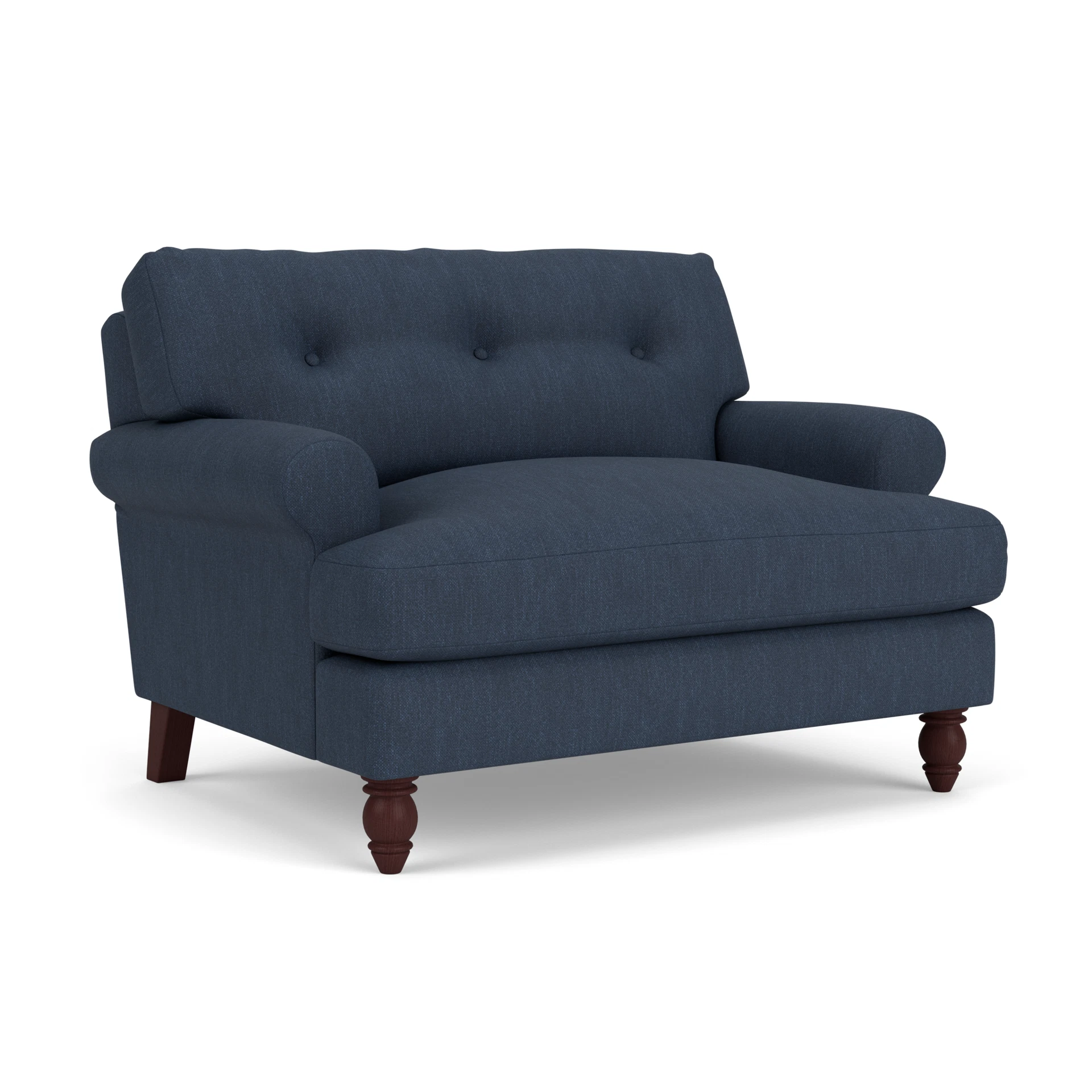 Talbot Love Seat in Luxury Italian Linen - Indigo with Light legs