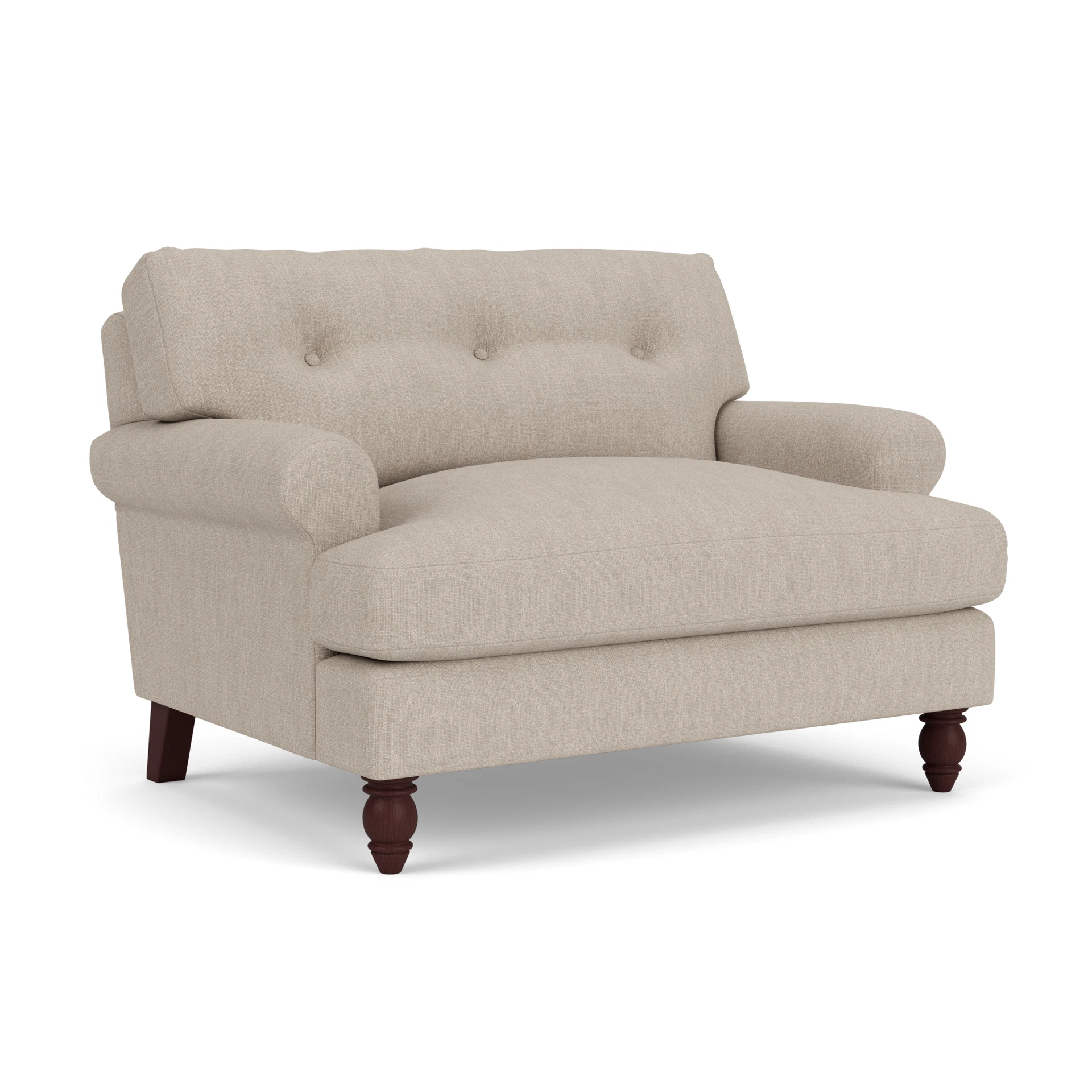 Talbot Love Seat in Luxury Italian Linen - Natural with Light legs