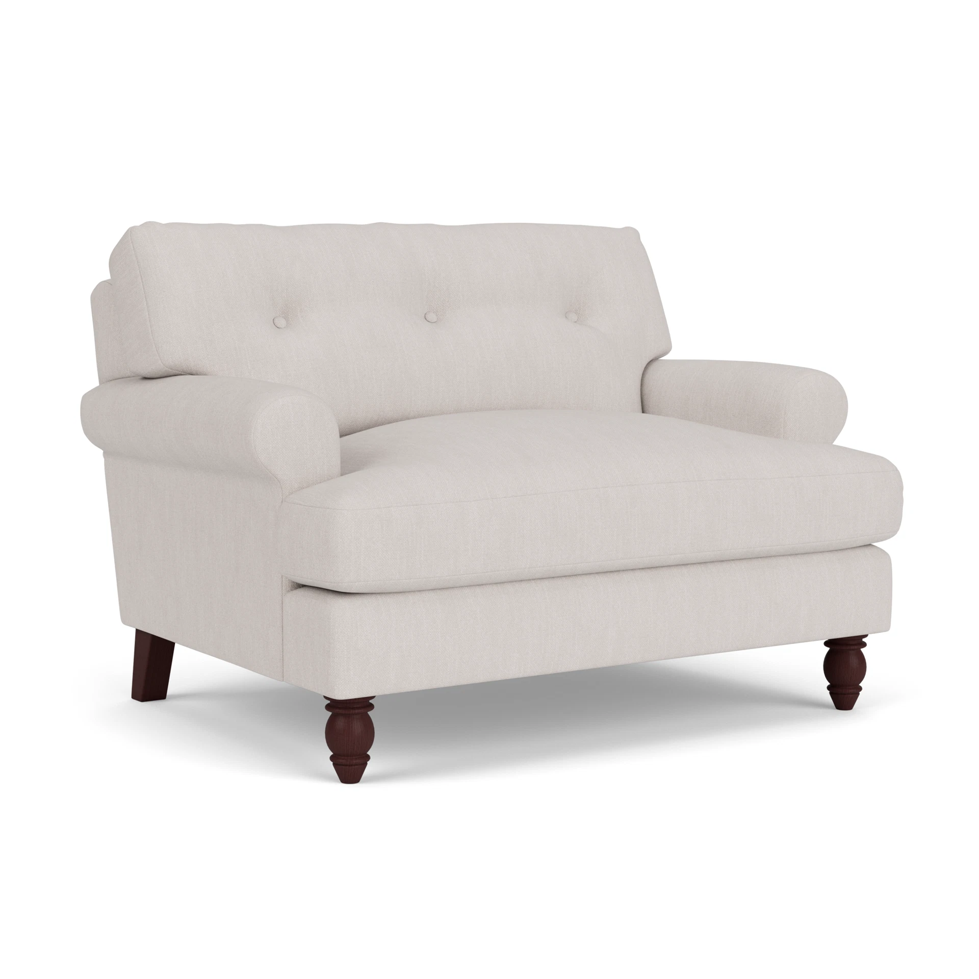 Talbot Love Seat in Luxury Italian Linen - Soft White with Light legs