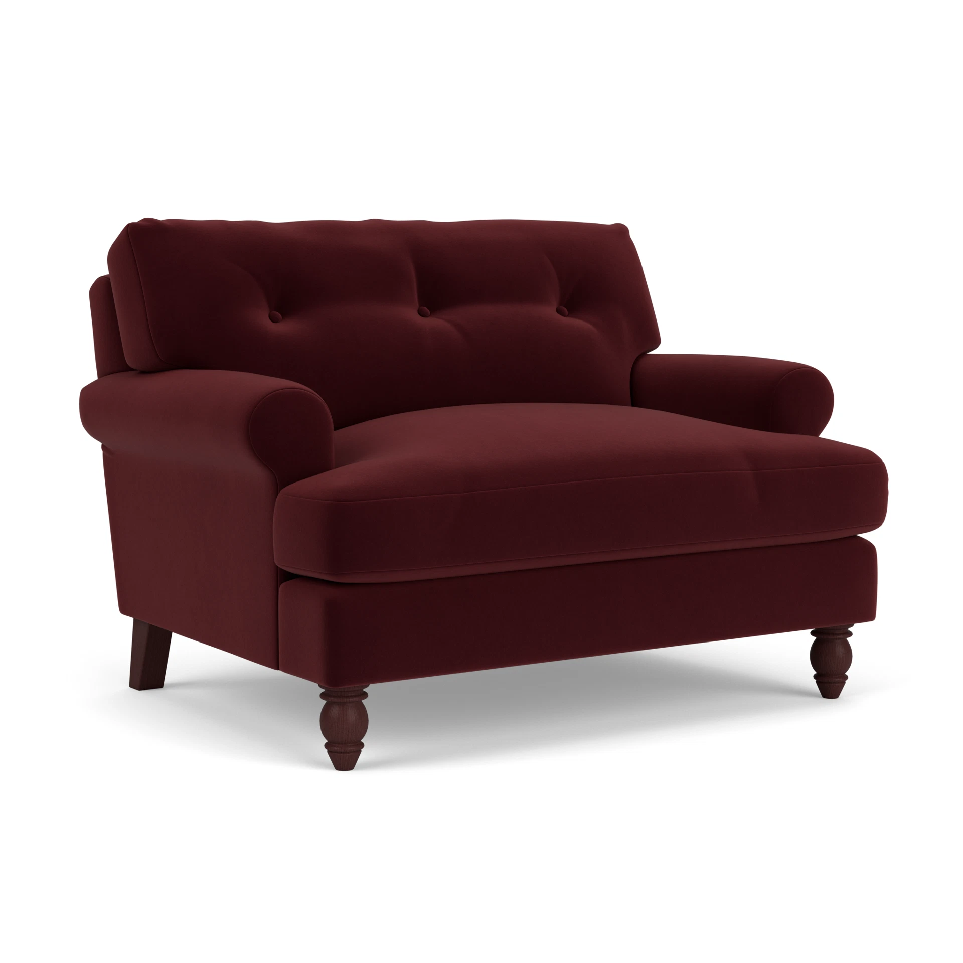 Talbot Love Seat in Matt Velvet - Dark Rosehip with Light legs