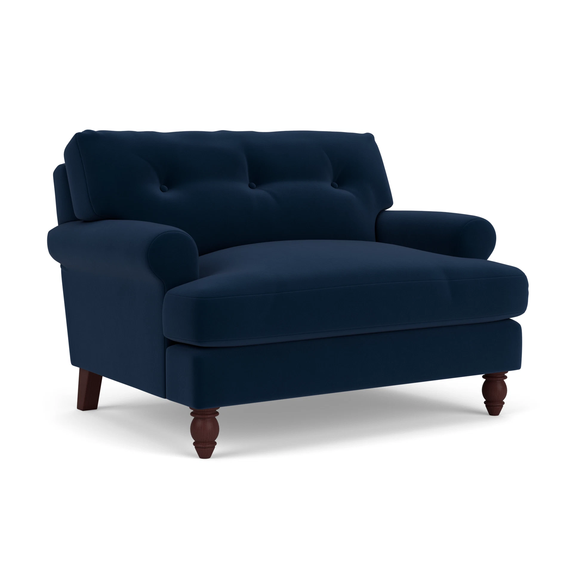 Talbot Love Seat in Matt Velvet - Deep Blue with Light legs