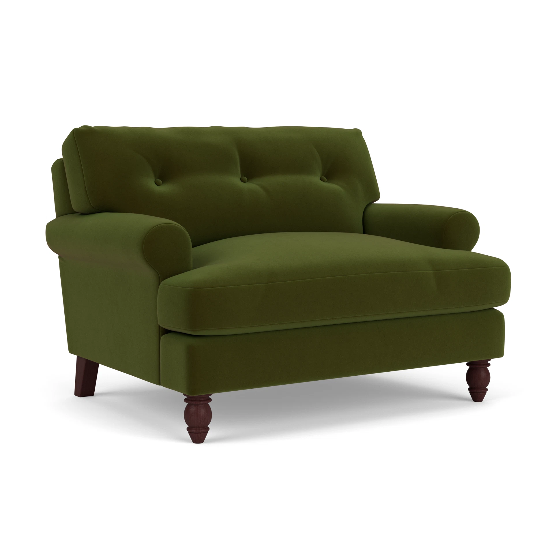 Talbot Love Seat in Matt Velvet - Forest Green with Light legs