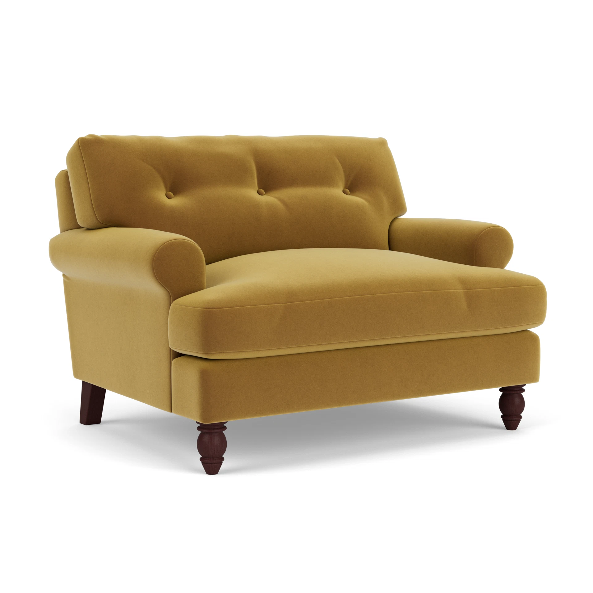 Talbot Love Seat in Matt Velvet - Mustard with Light legs