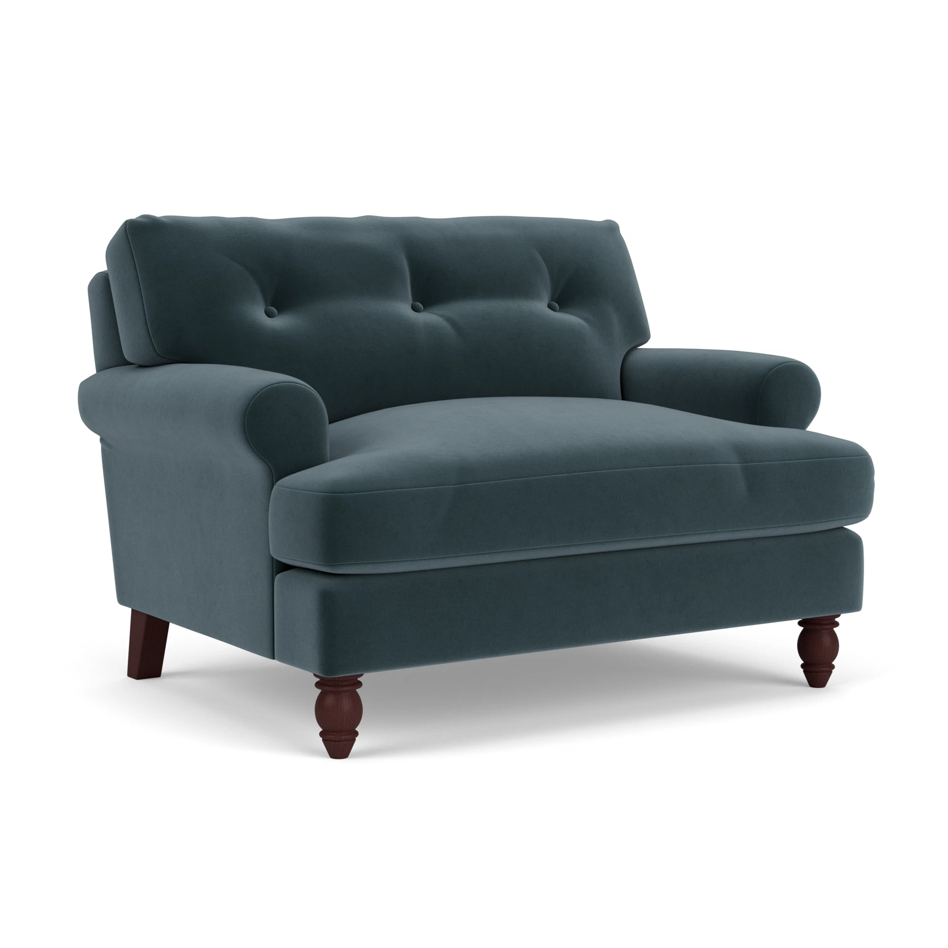 Talbot Love Seat in Matt Velvet - Night Sky with Light legs