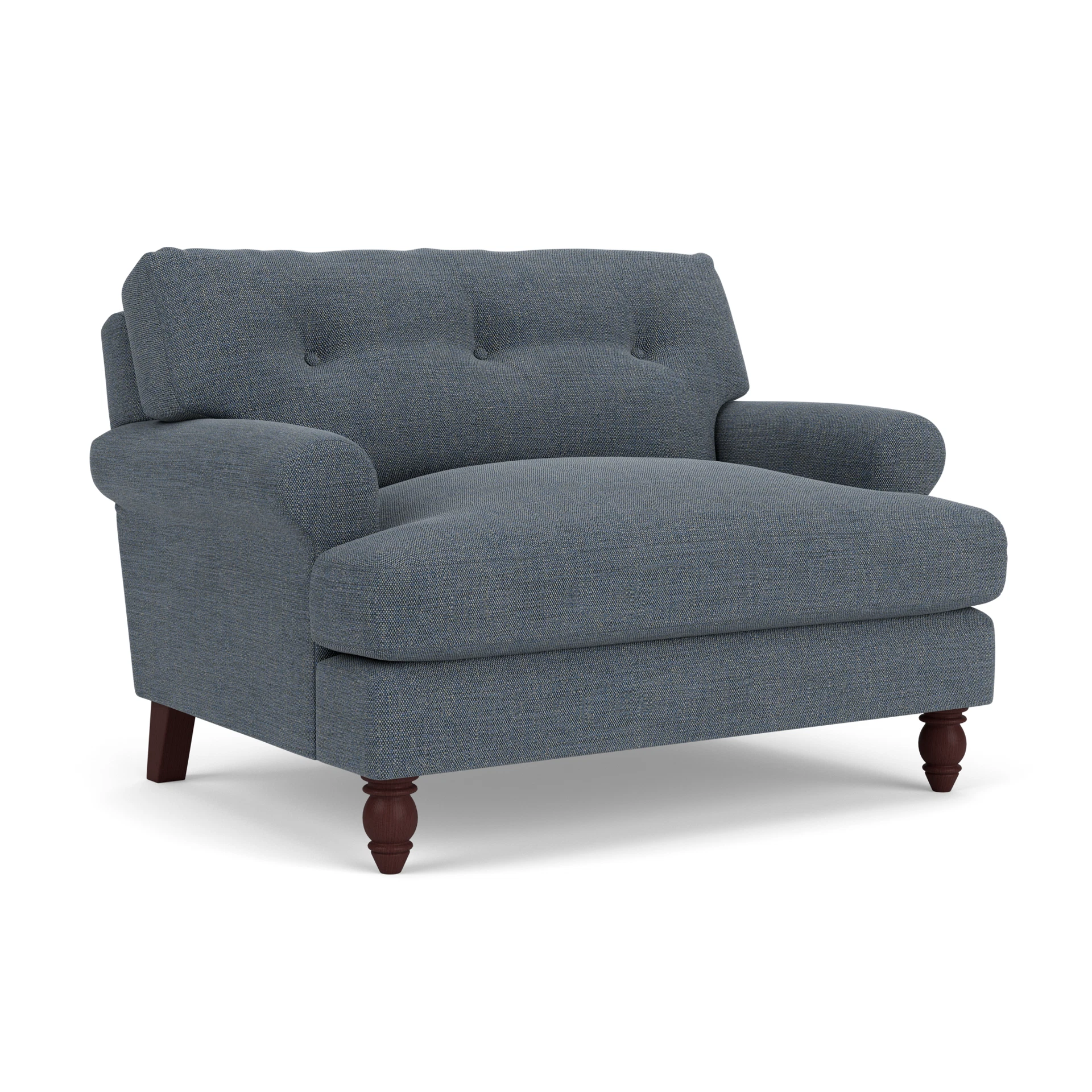 Talbot Love Seat in Rustic Weave - Indigo with Light legs