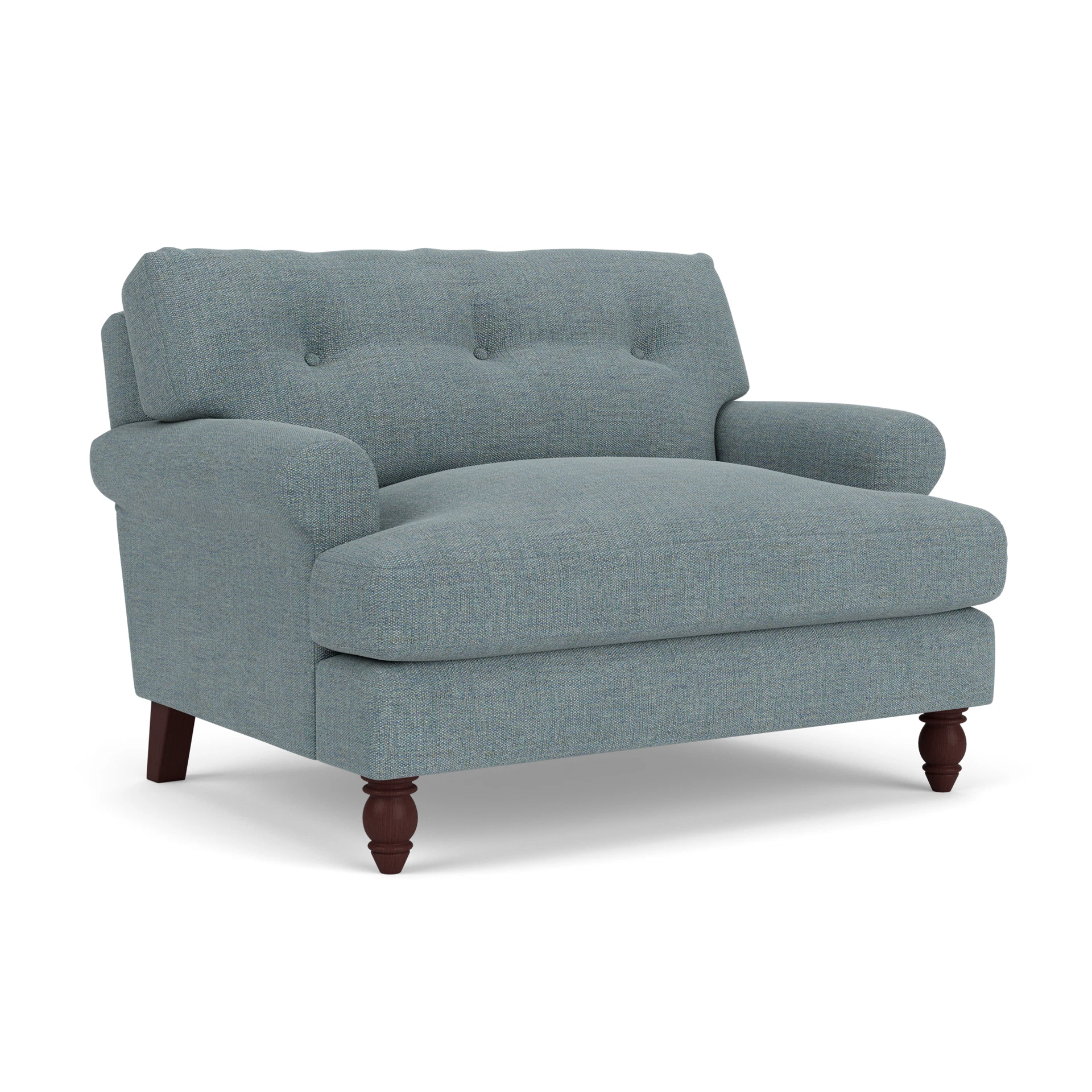 Talbot Love Seat in Rustic Weave - Teal Marl with Light legs