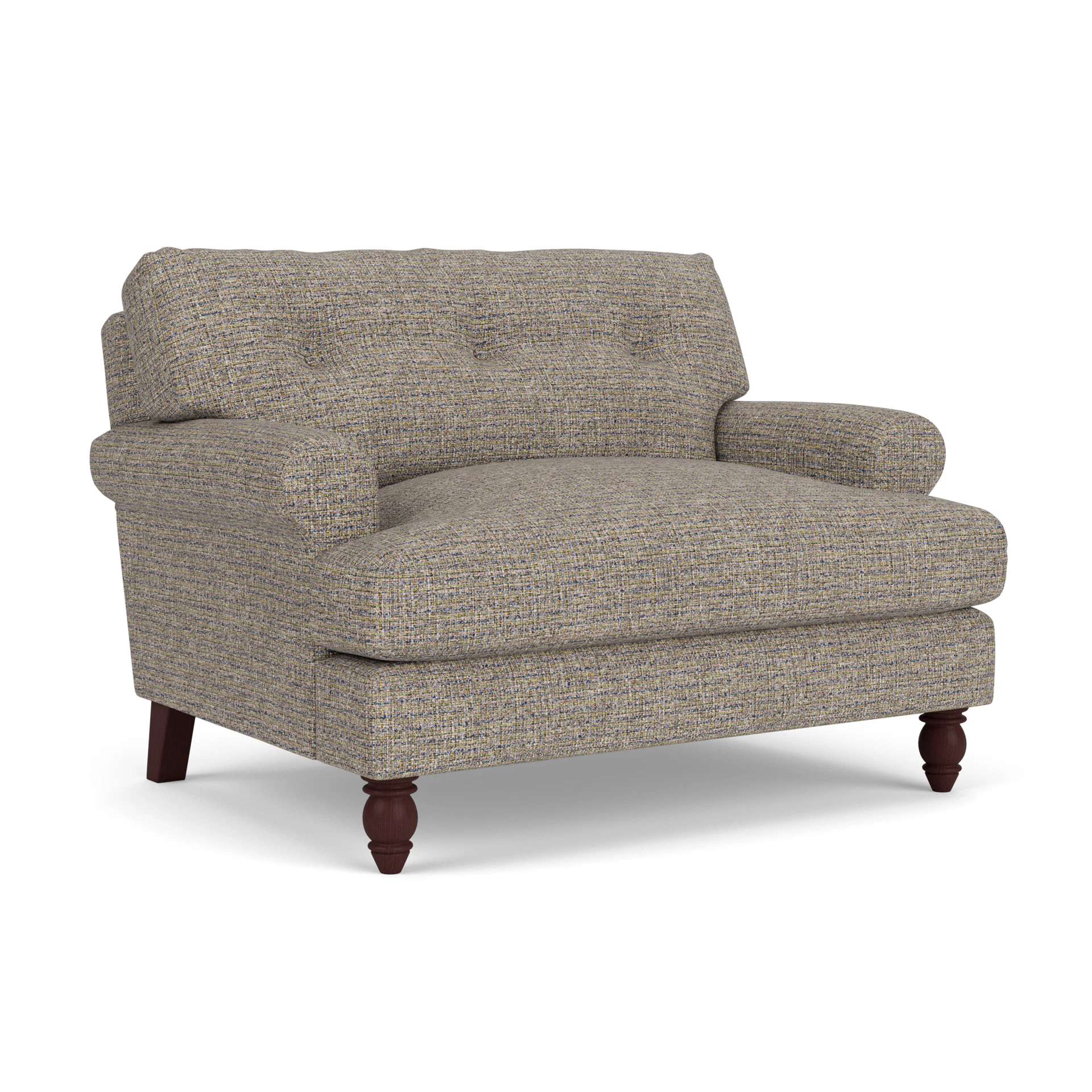 Talbot Love Seat in Textured Weave - Shoreline Mix with Light legs
