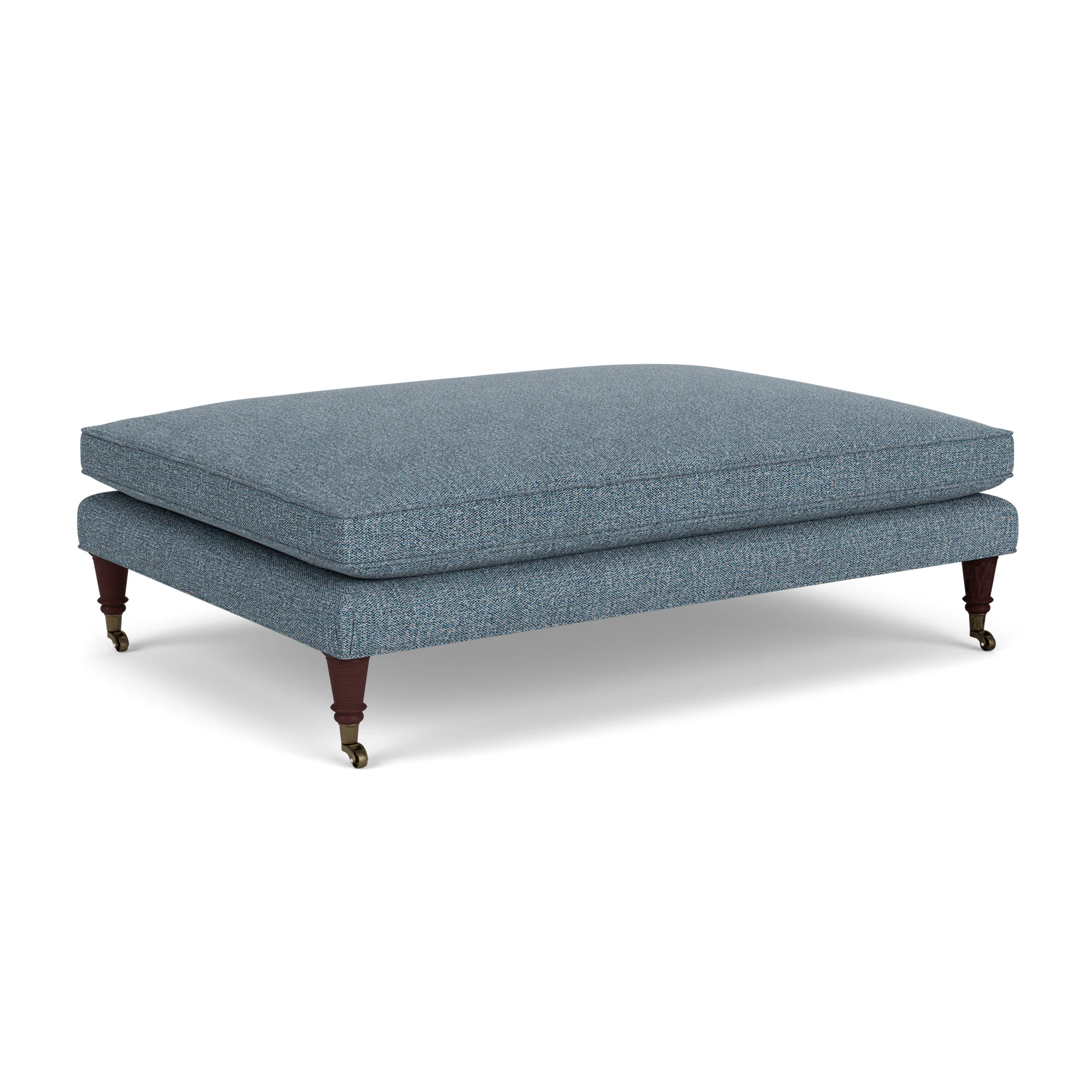 Taylor Foot Stool in Aquaclean Oxford - Mid Blue with Light legs