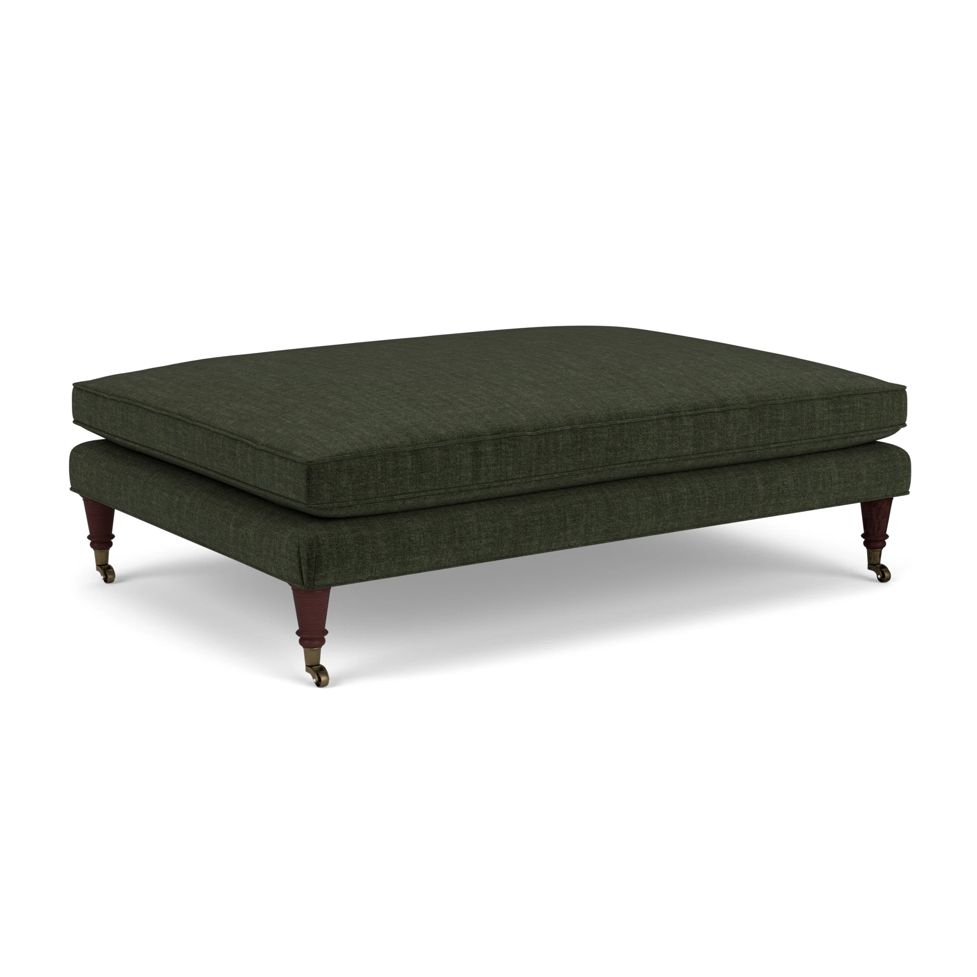 Taylor Foot Stool in Eco Chenille - Moss with Light legs