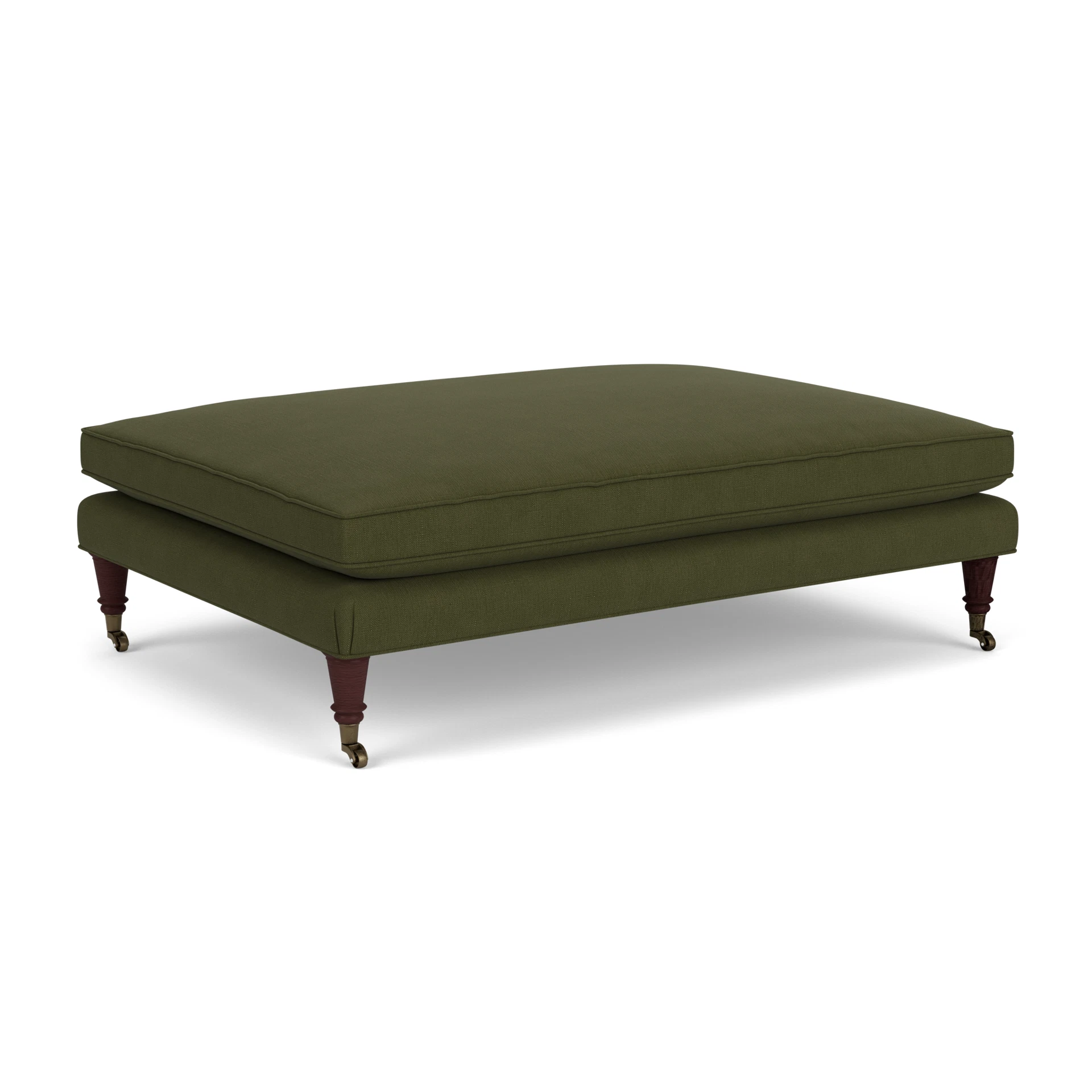 Taylor Foot Stool in House Linen Mix - Forest Green with Light legs