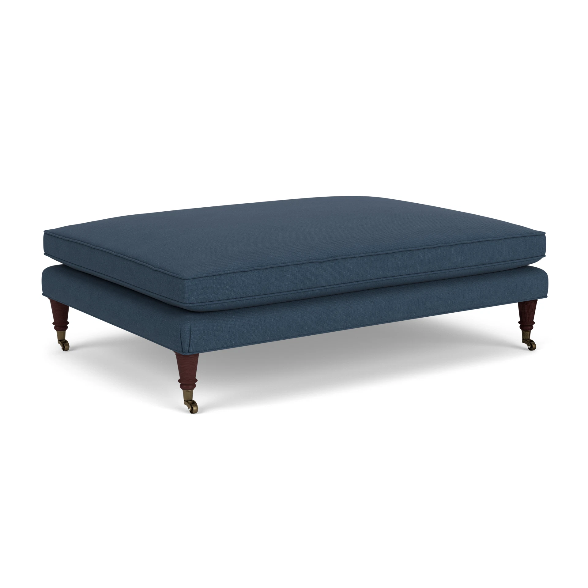 Taylor Foot Stool in House Linen Mix - Indigo with Light legs