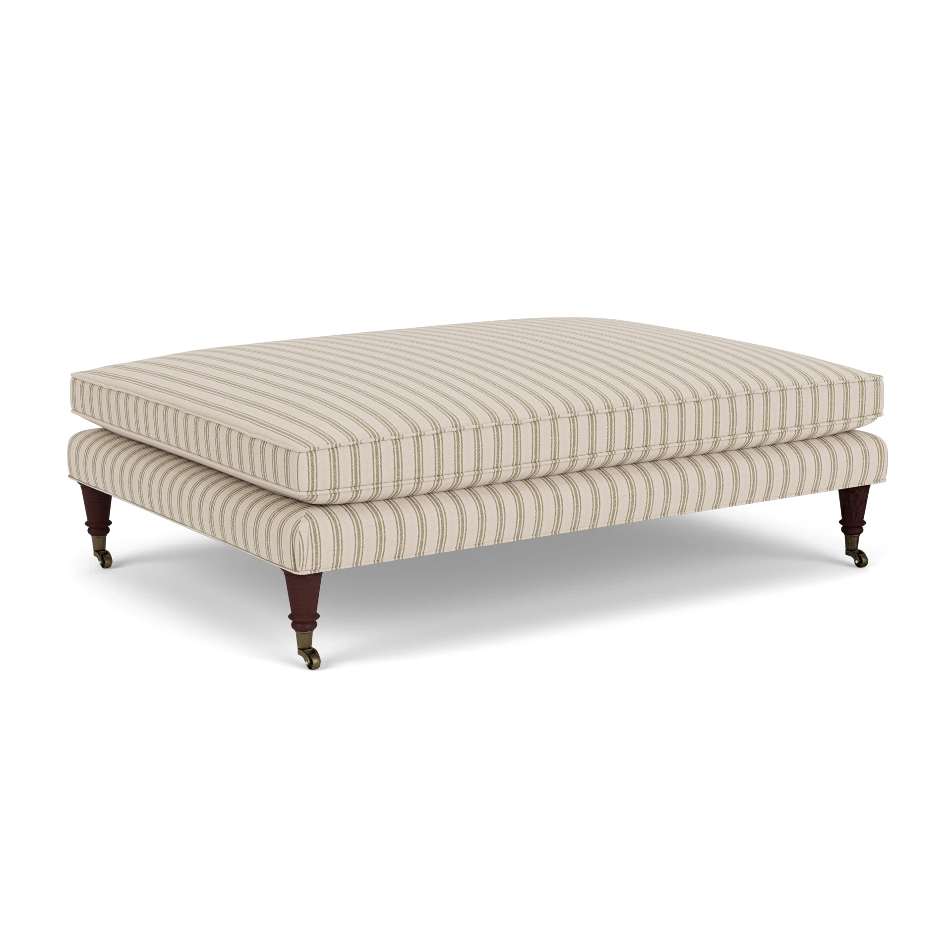 Taylor Foot Stool in Kingham Stripe - Sage with Light legs