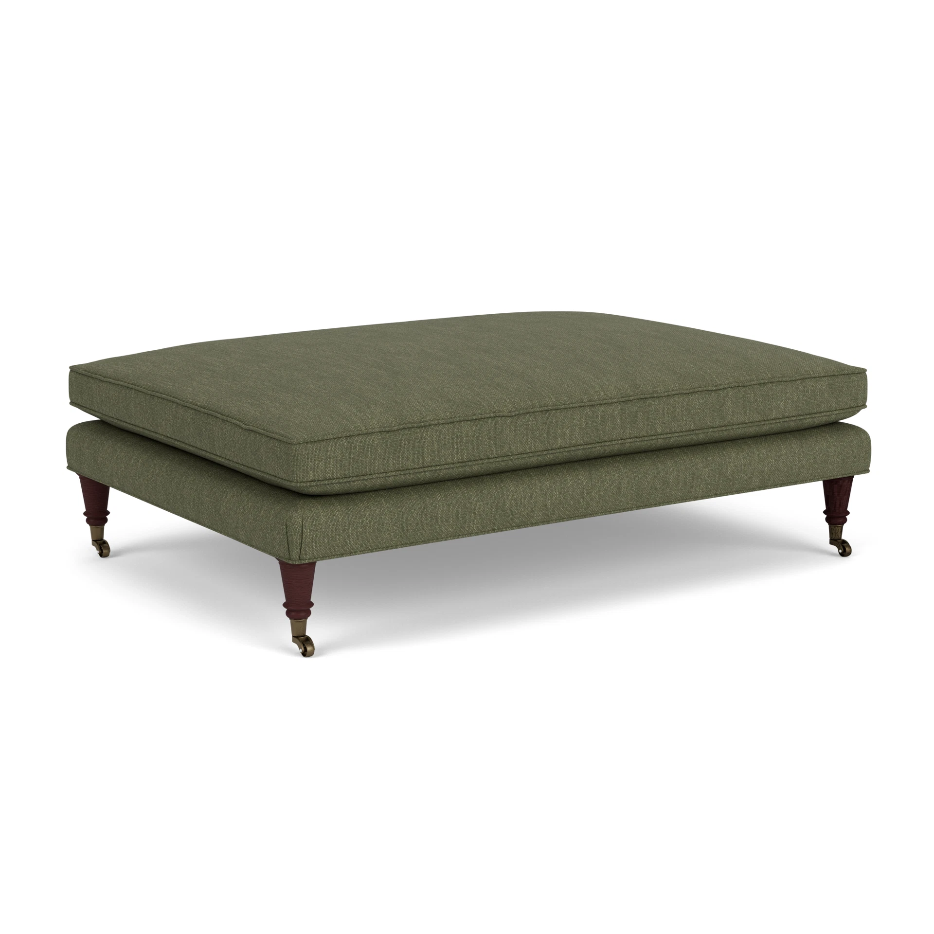 Taylor Foot Stool in Luxury Italian Linen - Fern with Light legs