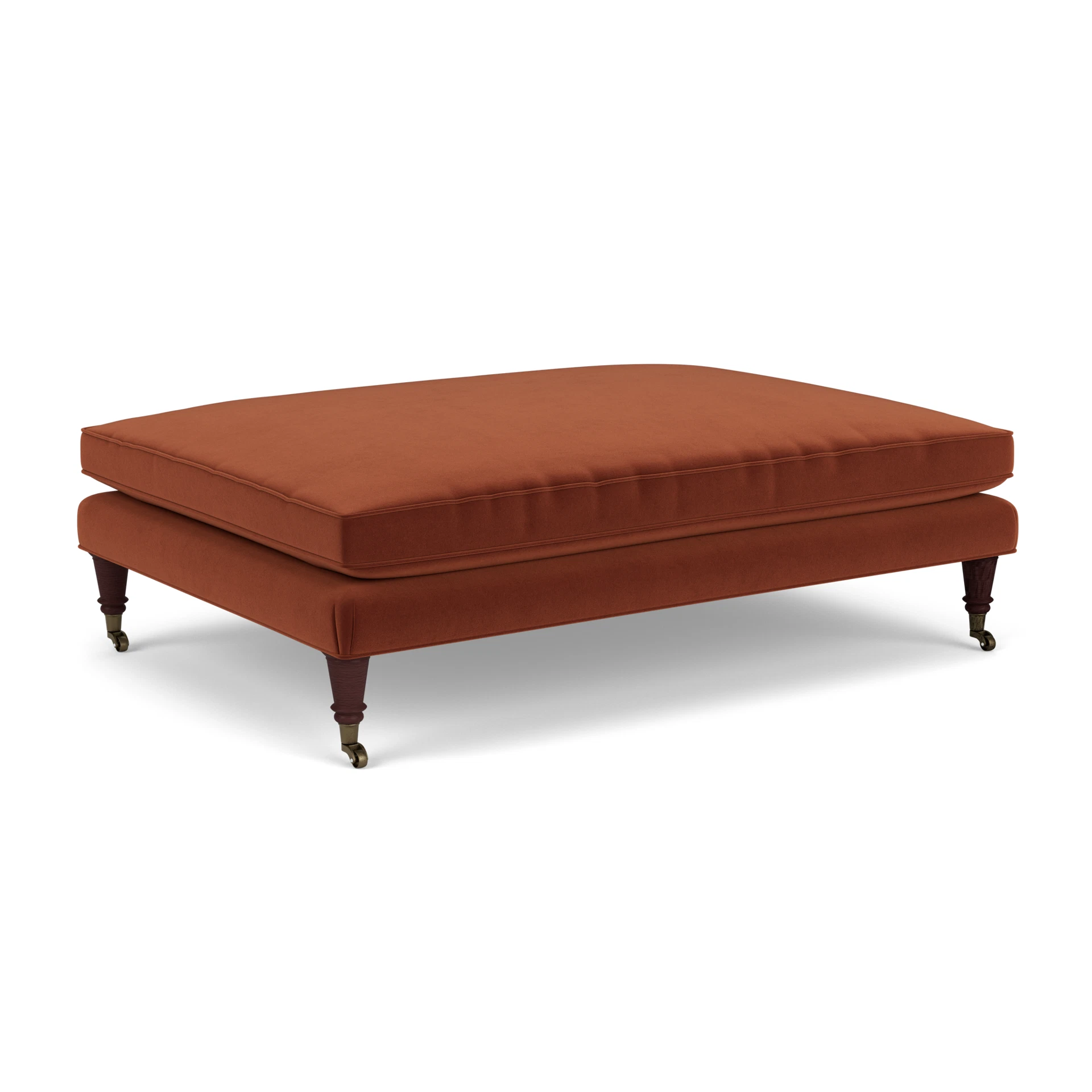 Taylor Foot Stool in Matt Velvet - Brick with Light legs