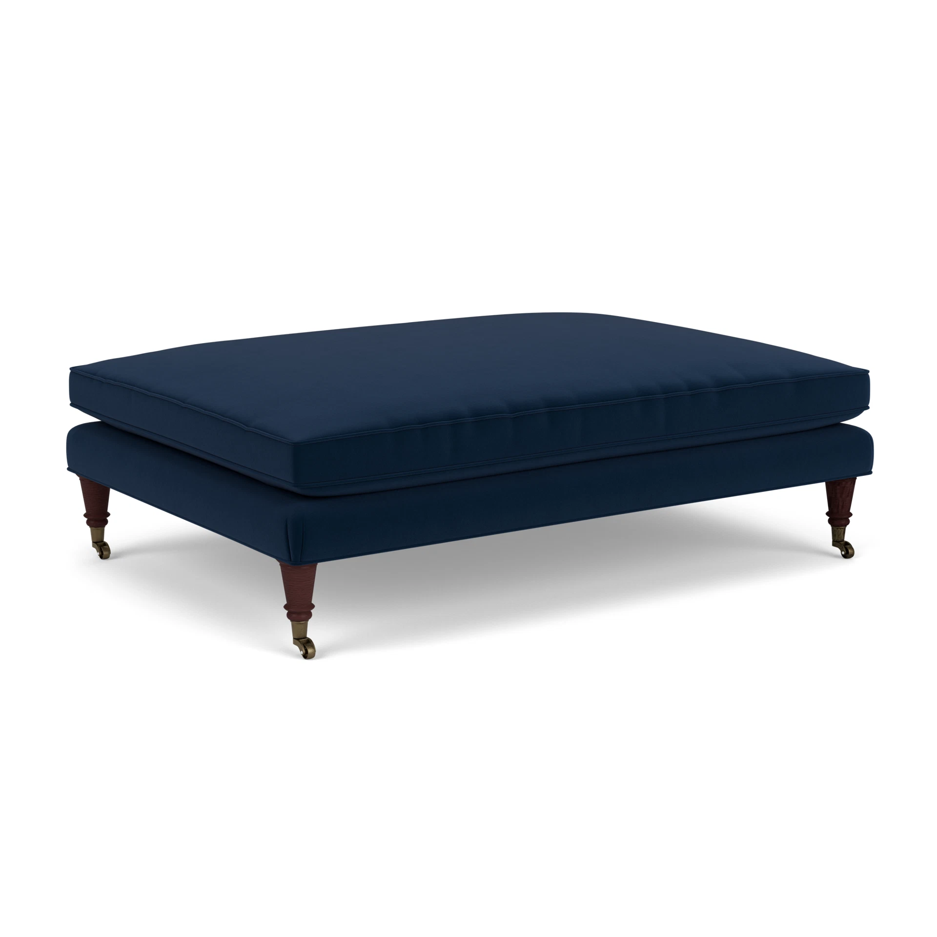 Taylor Foot Stool in Matt Velvet - Deep Blue with Light legs