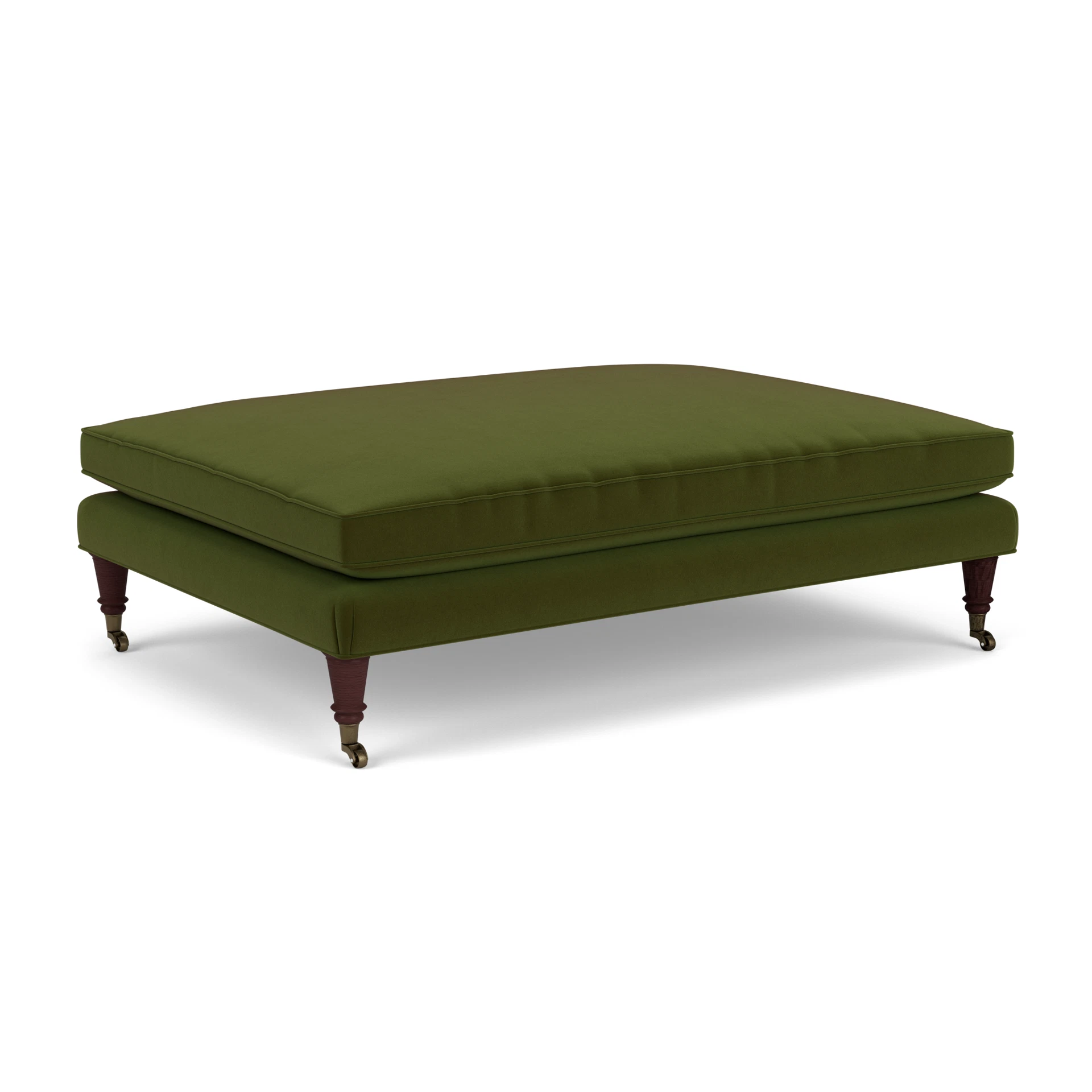 Taylor Foot Stool in Matt Velvet - Forest Green with Light legs