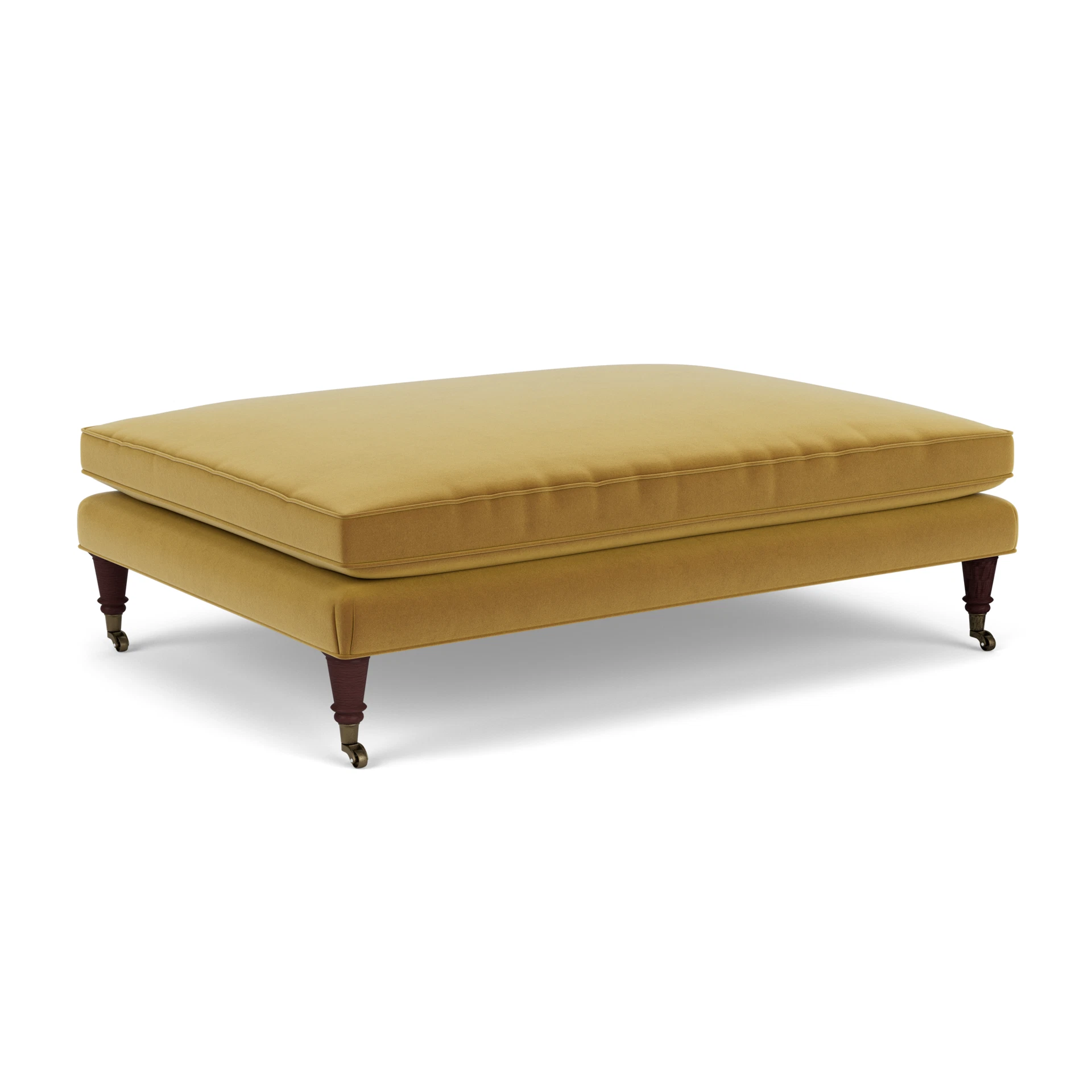 Taylor Foot Stool in Matt Velvet - Mustard with Light legs