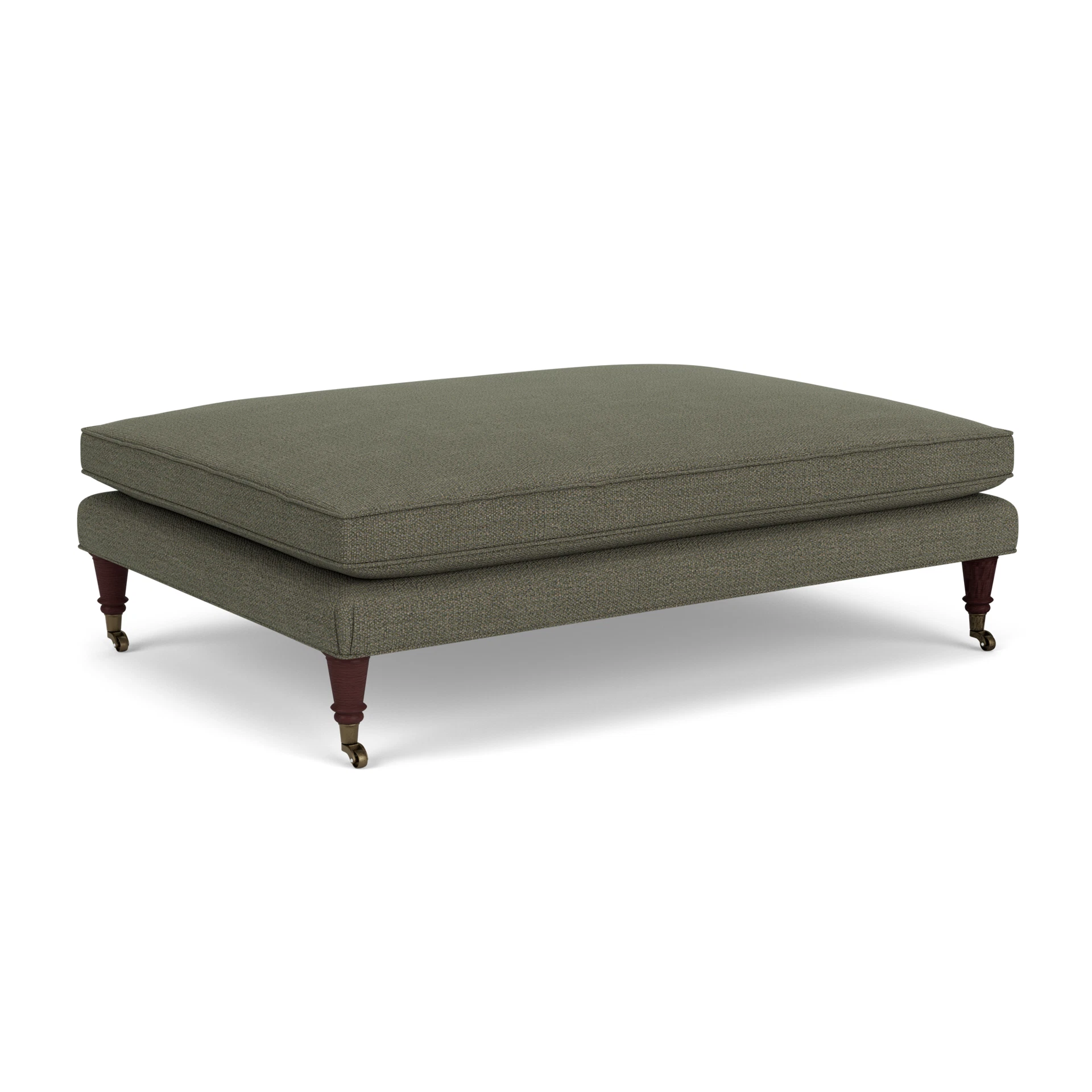 Taylor Foot Stool in Rustic Weave - Deep Forest with Light legs